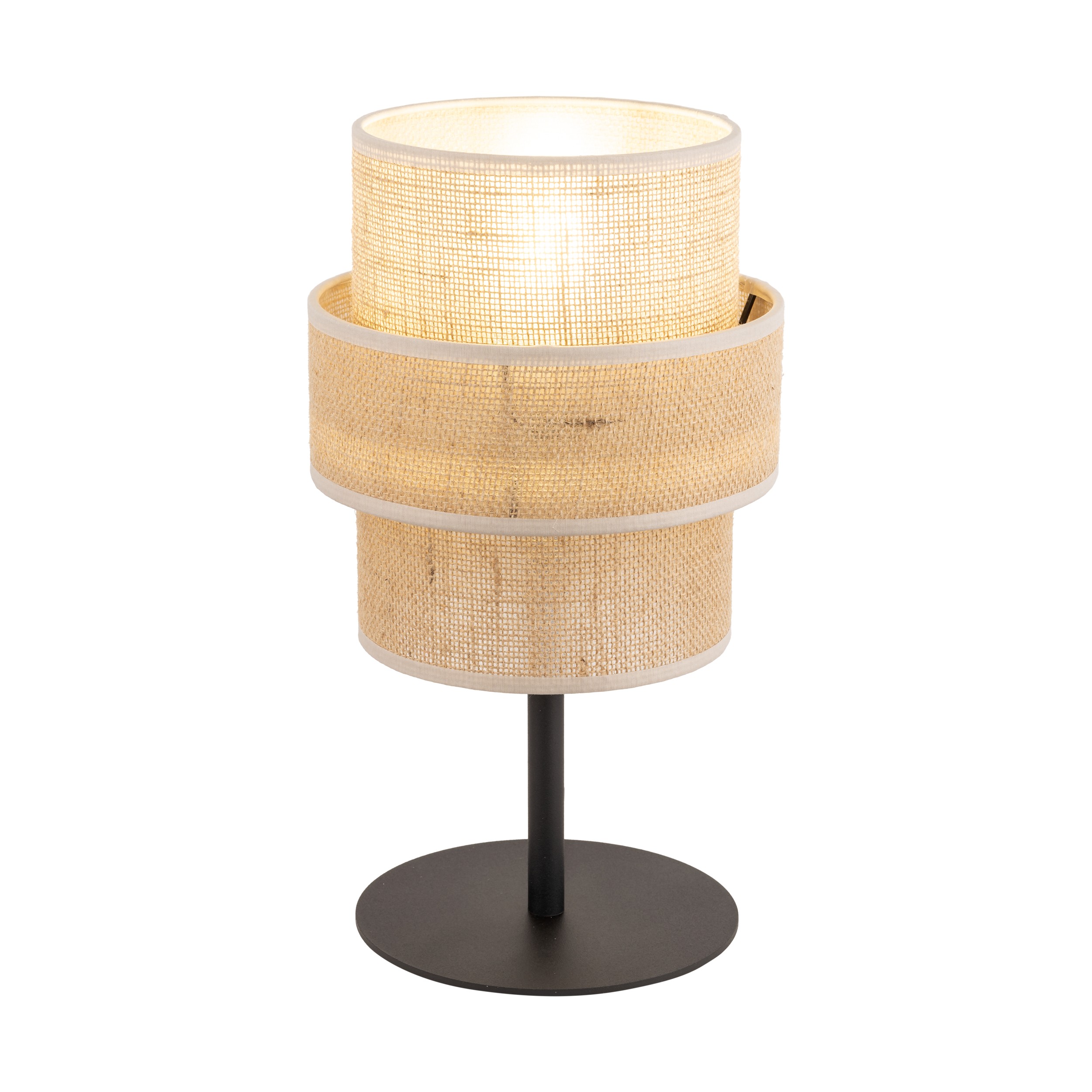 Lampa nocna CALISTO czarna z brązowym abażurem z tkaniny 38x20cm - TK_5404