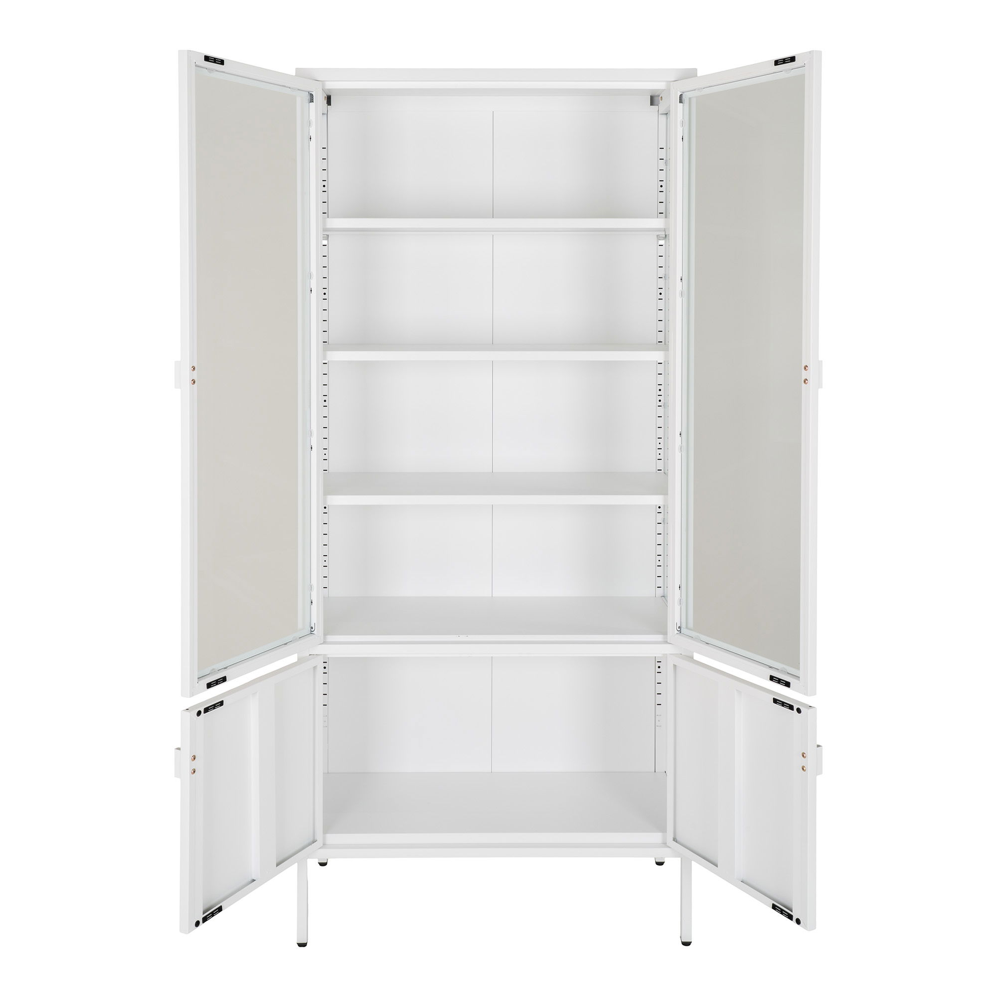 Witryna 4-drzwiowa BRISBANE przeszklone boki 80x35x180 cm - biała - 3001058
