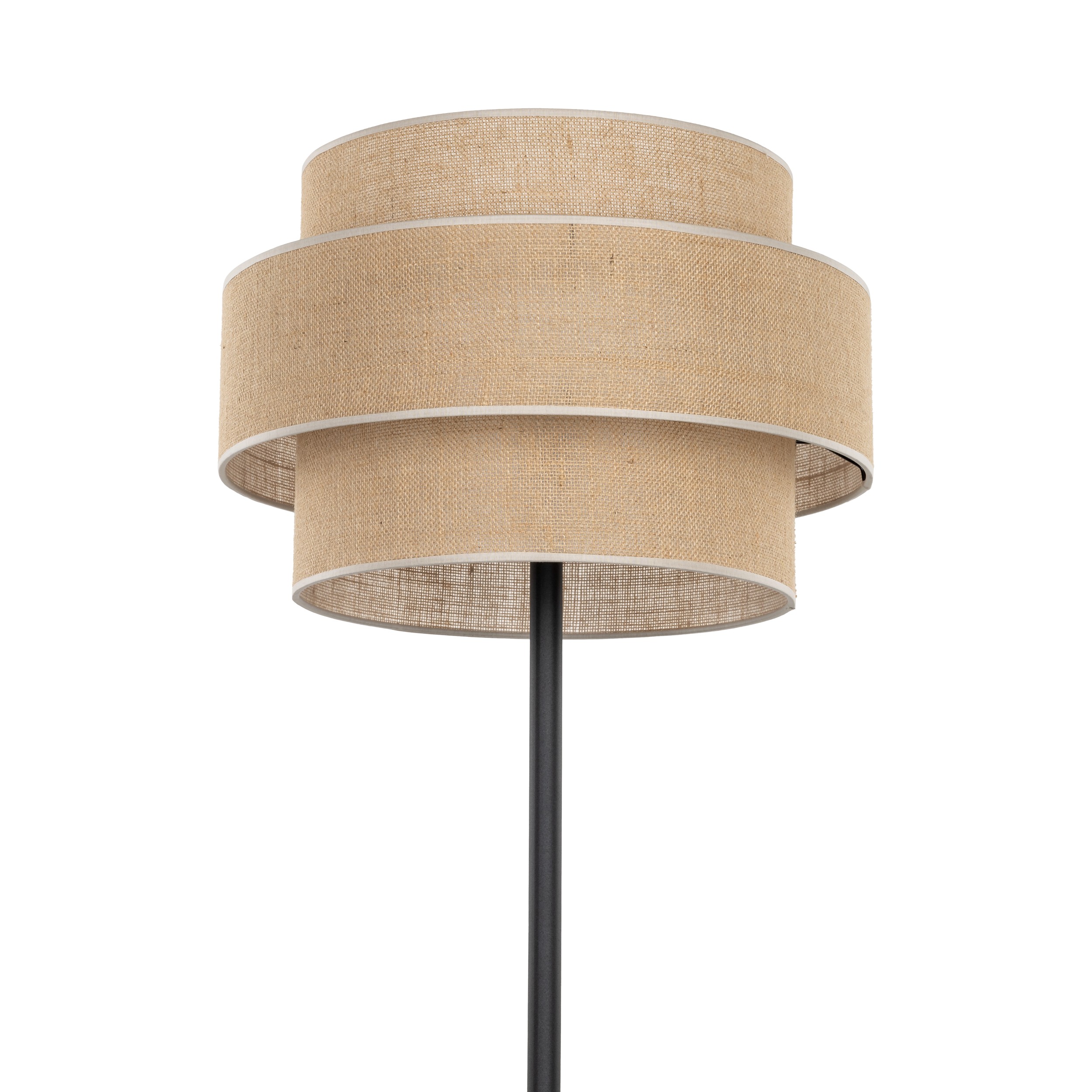 Lampa podłogowa CALISTO czarna brązowy abażur z tkaniny 159x50cm - TK_5405