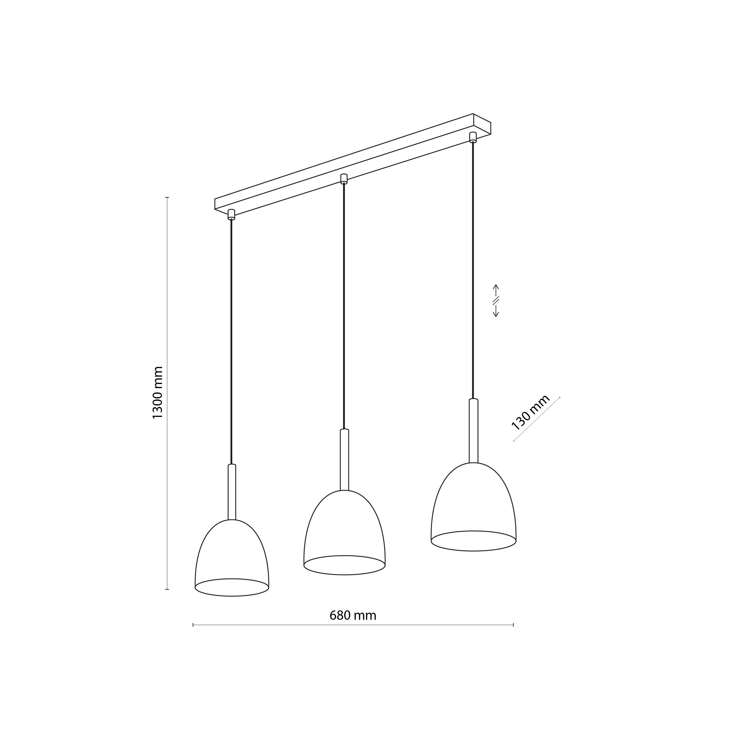Lampa wisząca NORD czarna ze złotymi elementami 130x68x13cm - TK_4871