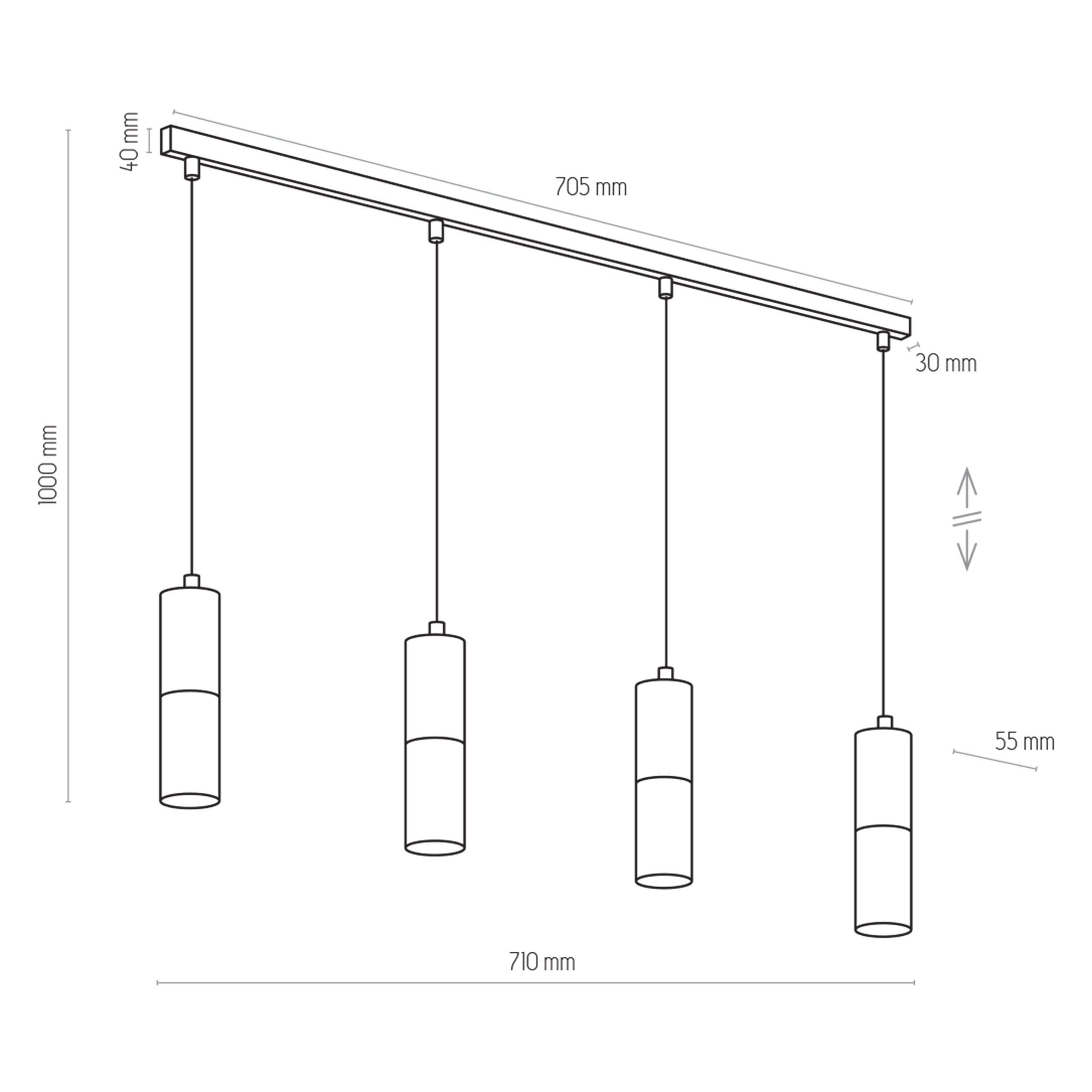 Lampa wisząca ELIT czarna na metalowej listwie ze złotymi akcentami 100x71x5cm - TK_4367