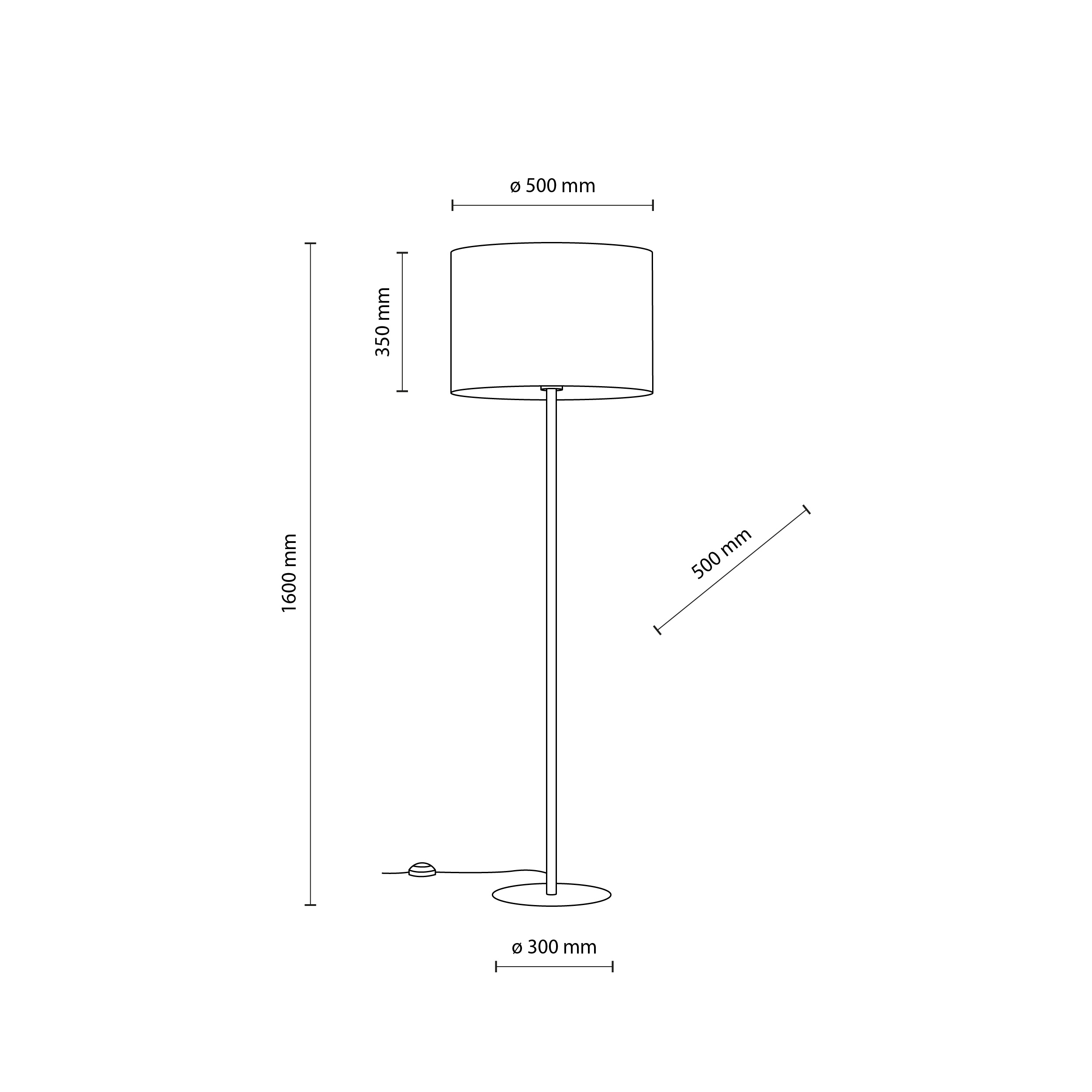 Lampa podłogowa UMBERTO złota z białym okrągłym abażurem 155x50cm - TK_16033