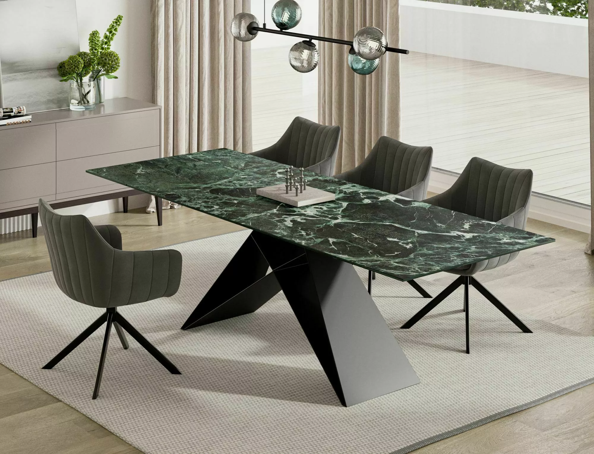 Stół rozkładany WESTIN CERAMIC ceramika Verde Alpi 90x160-240 cm - WESTINTVC160