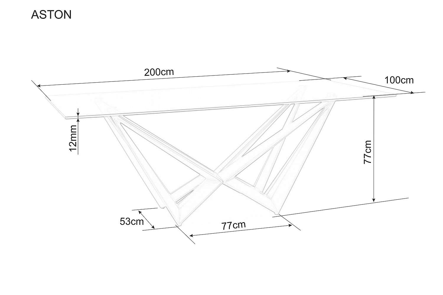 Stół ASTON szkło hartowane/miedź 100x200 Signal - ASTON200