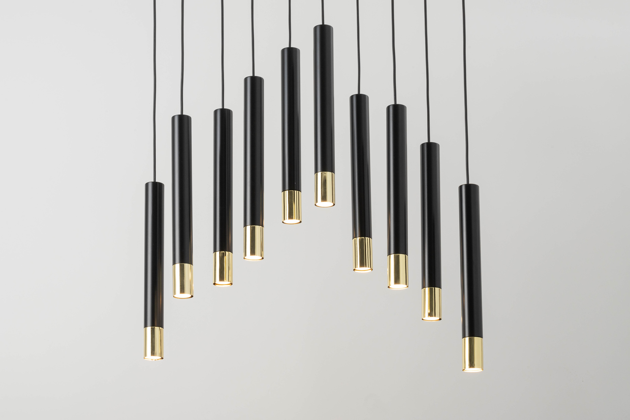 SOPEL GRAND 10 czarny/złoty lampa wisząca - SI_33399