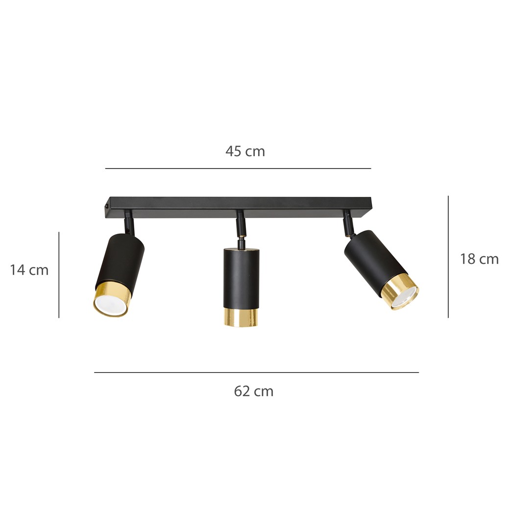 Lampa sufitowa  HIRO Czarny/Złoty 965/3 - 965/3