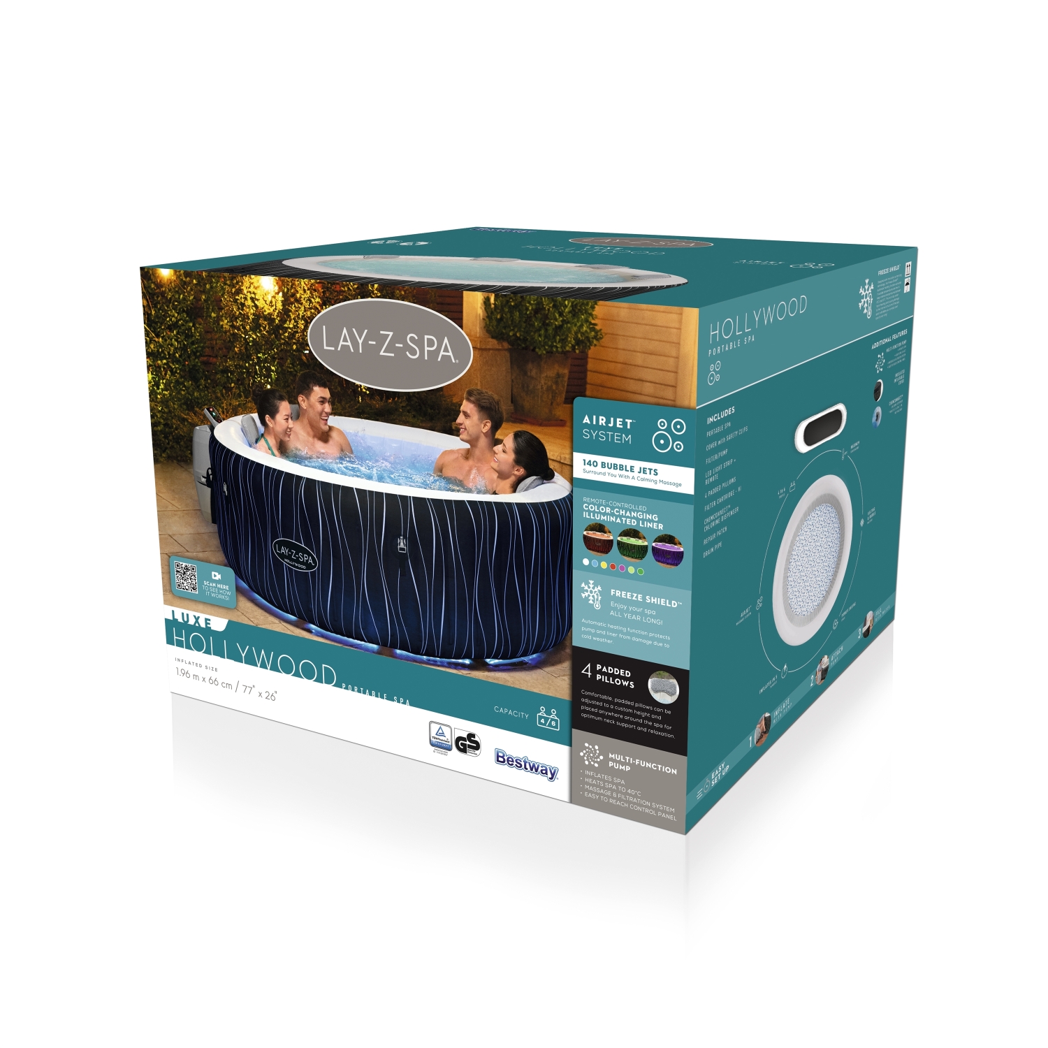 JACUZZI LAY-Z-SPA HOLLYWOOD AIR JET z pokrywą 196 X 66 cm - BES60059