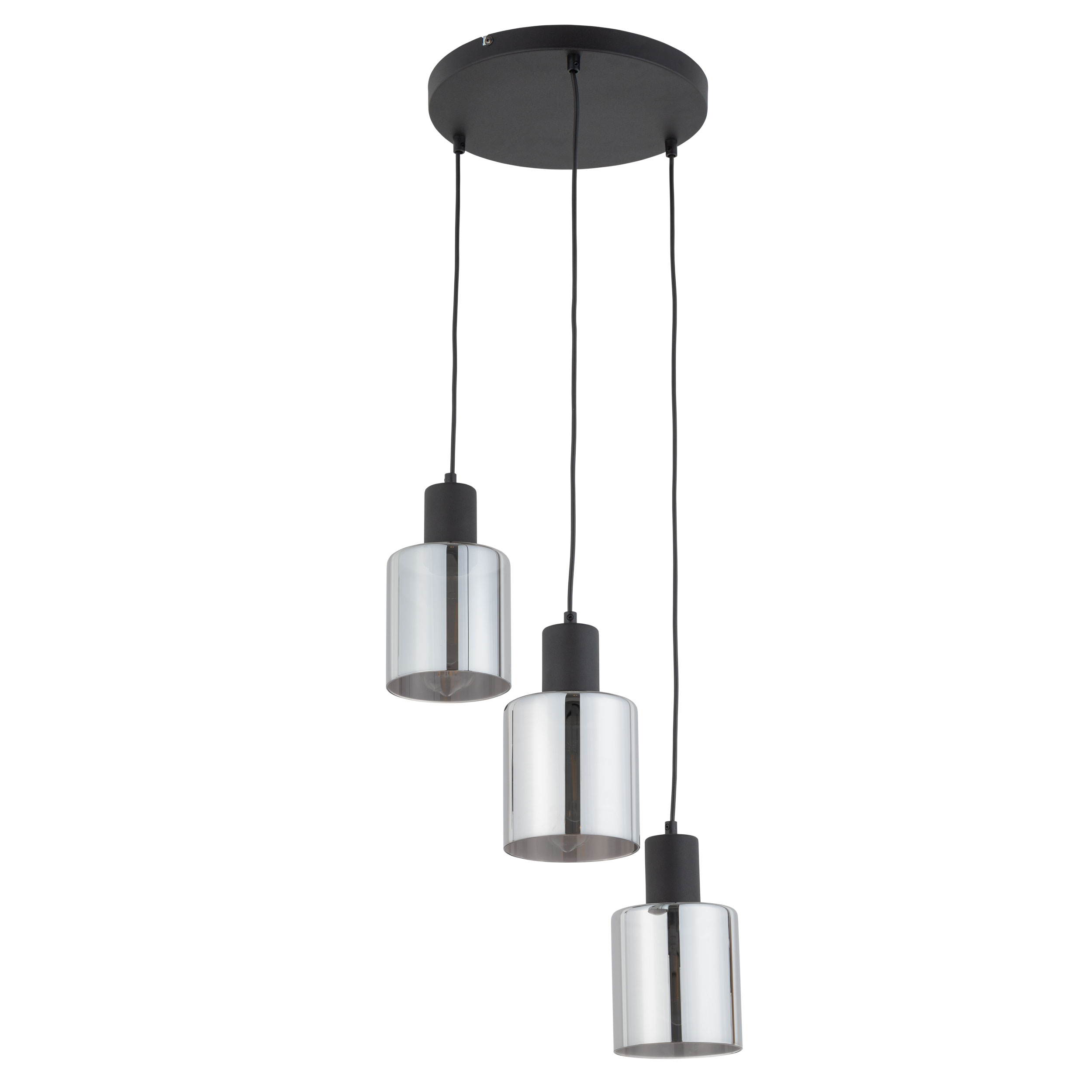 Lampa wisząca SIERRA czarna z lustrzanymi szklanymi kloszami 100x32cm