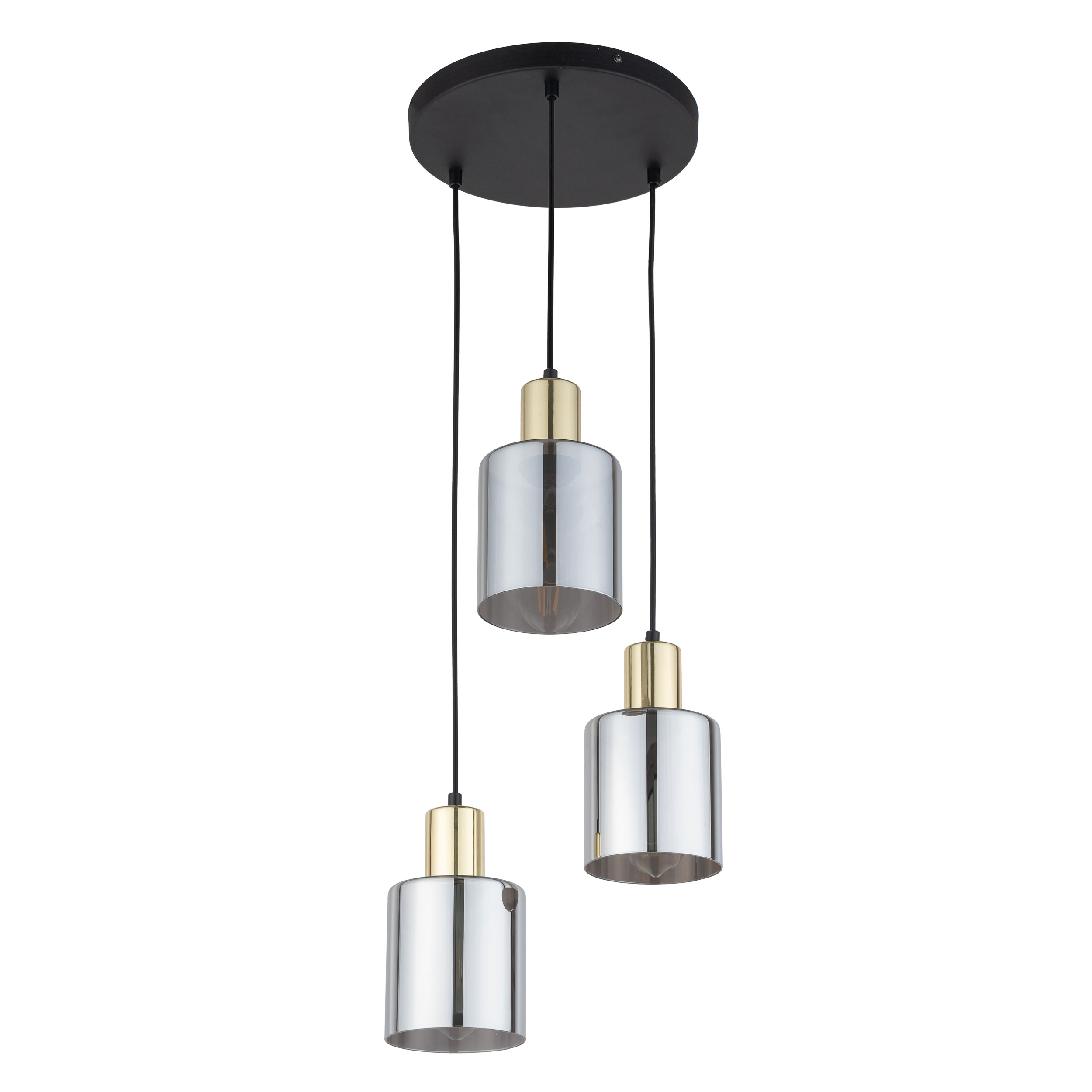 Lampa wisząca SIERRA czarna ze złotymi elementami oraz lustrzanymi szklanymi kloszami 100x32cm