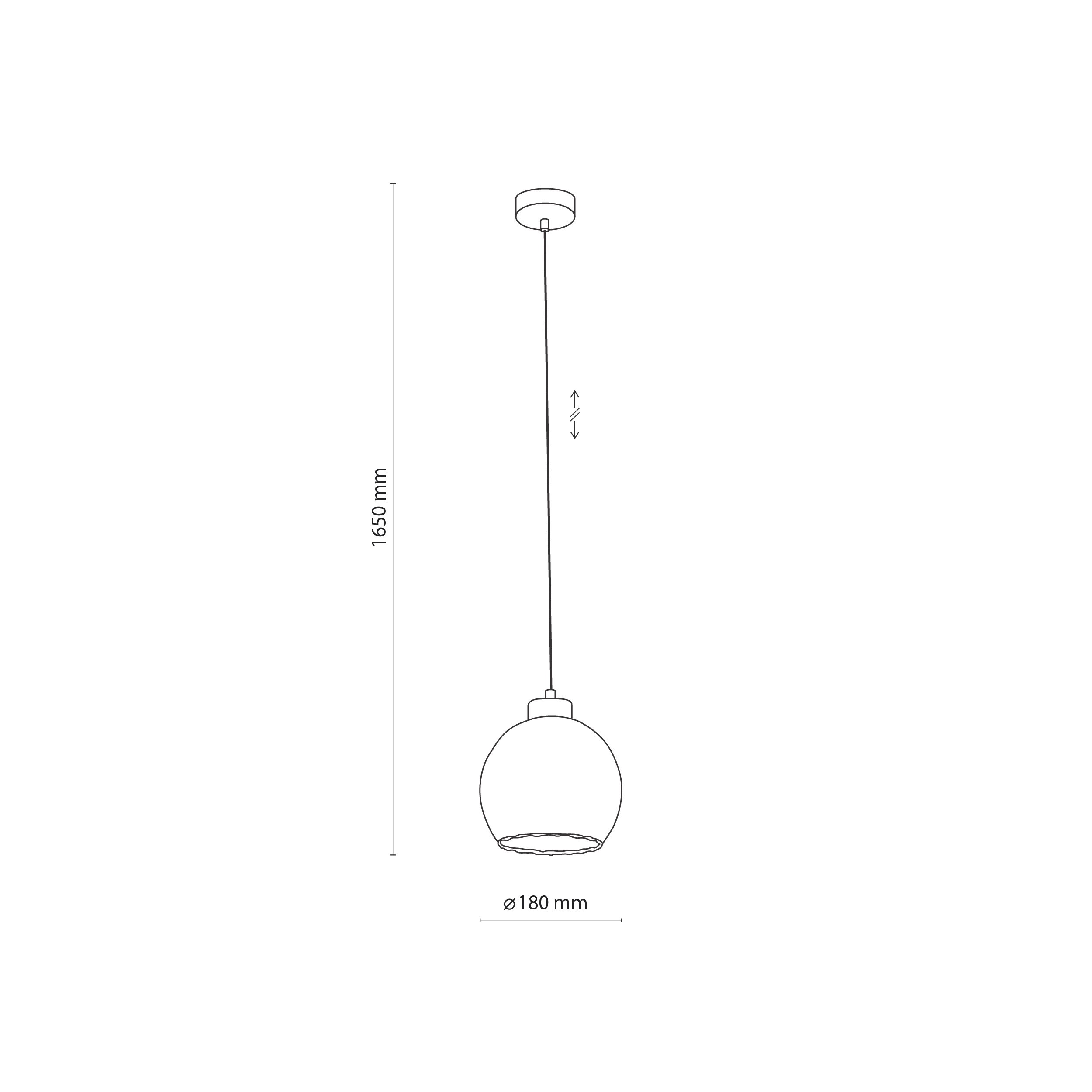 Lampa wisząca DEVI na czarnej podstawie i przewodzie ze złotymi elementami klosz szklany okrągły transparentny przyciemniany 165x18cm - TK_4646