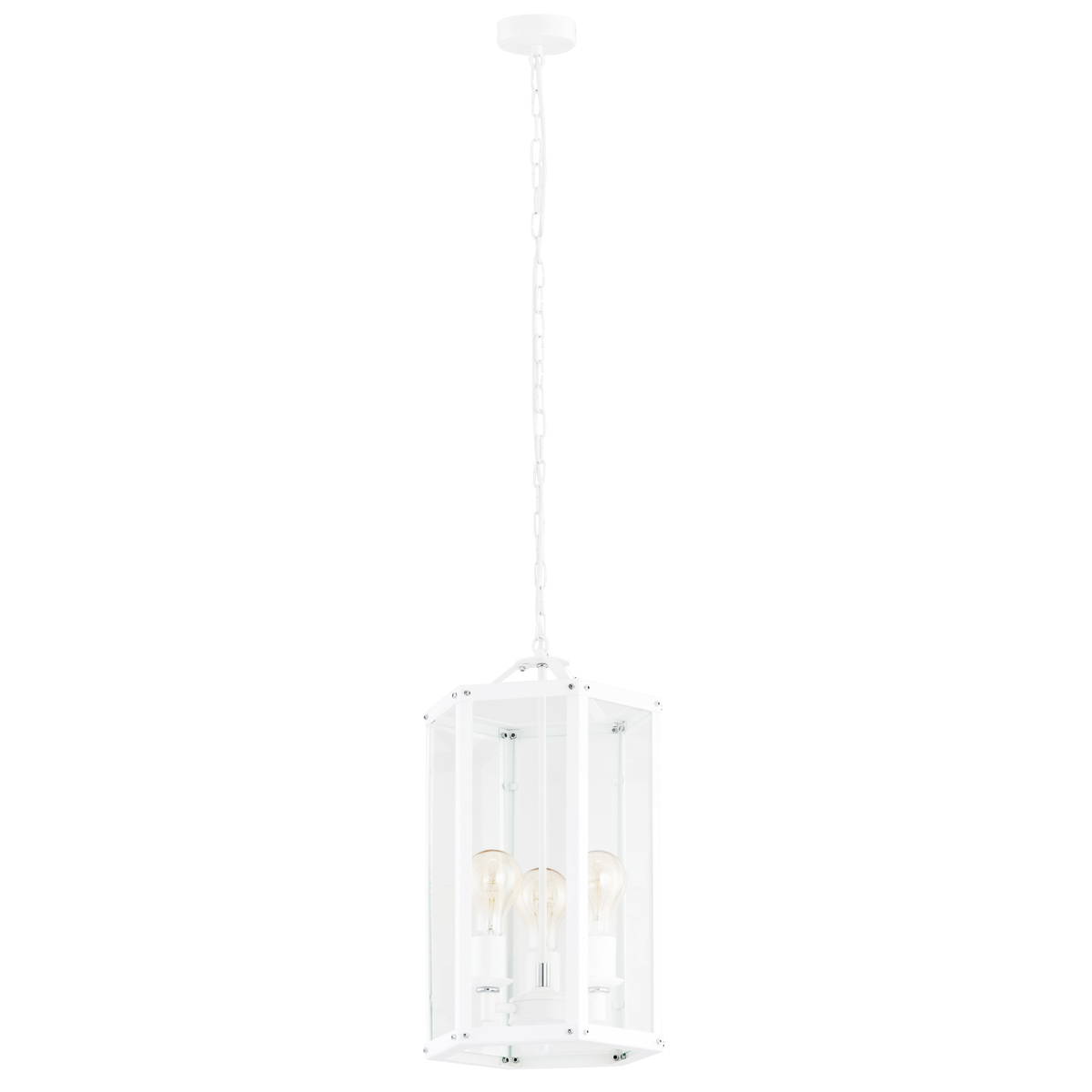 Lampa wisząca BODRUM biała lampion na łańcuchu 156x30cm