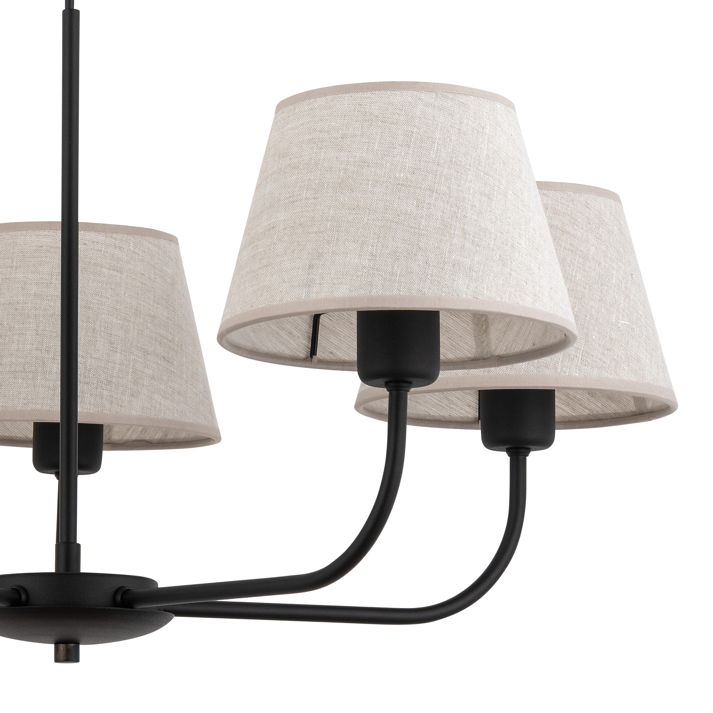 Lampa wisząca CHICAGO czarna z brązowymi kloszami z tkaniny 86x68x65cm - TK_3989