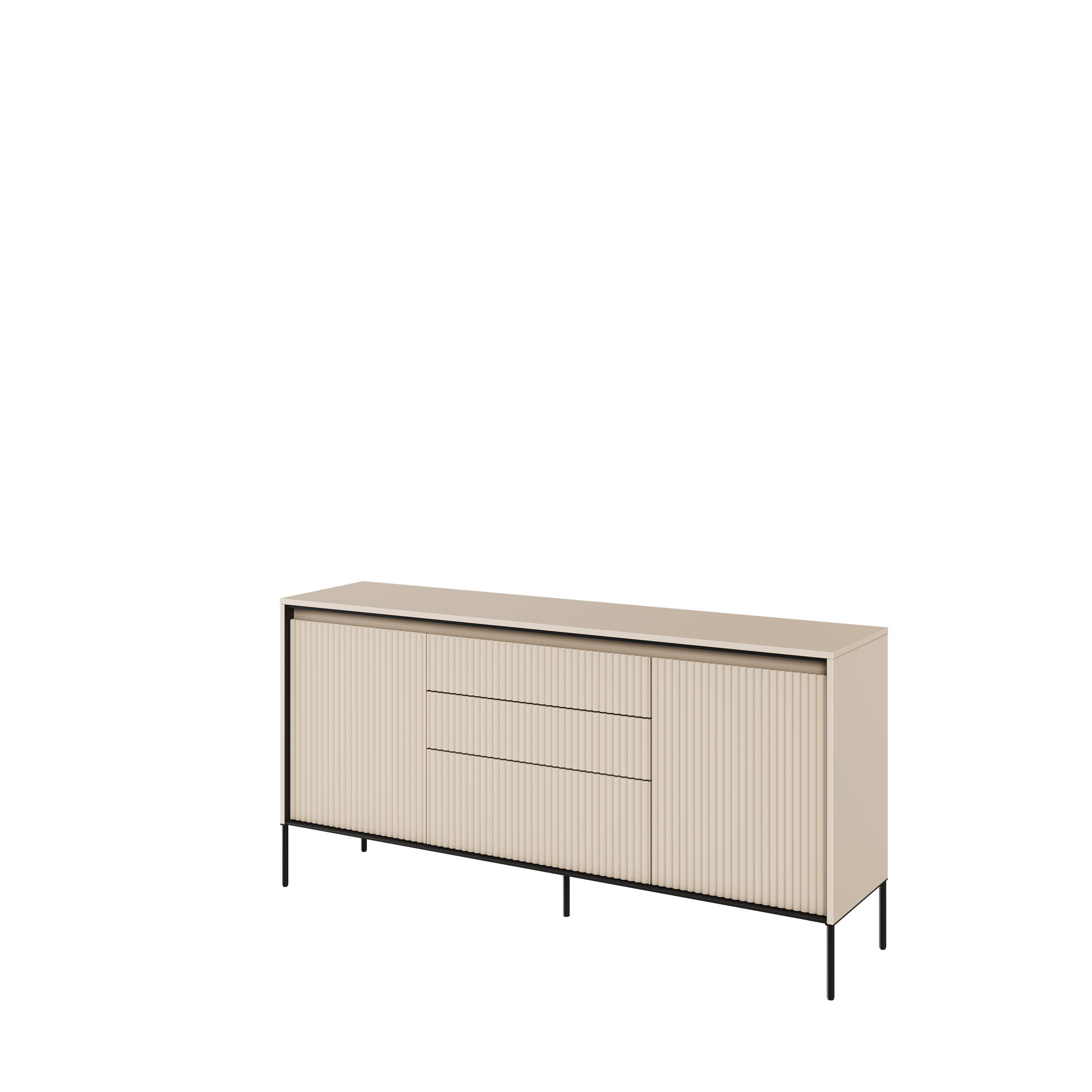 Komoda z oświetleniem TREND TR-01 2D3S ryflowana beż piaskowy/czarny