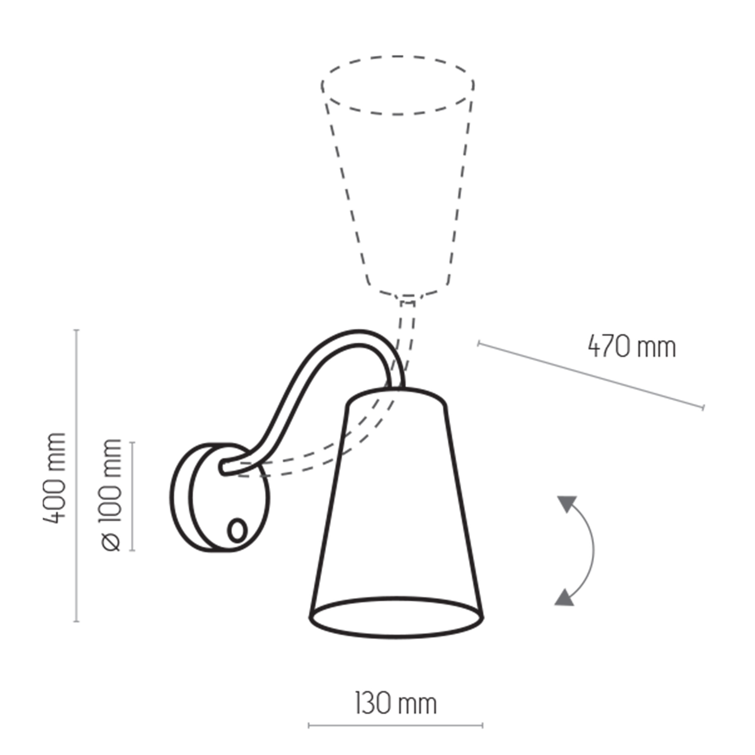 Kinkiet WIRE czarny złoty wewnątrz z włącznikiem 47x40x13cm - TK_826