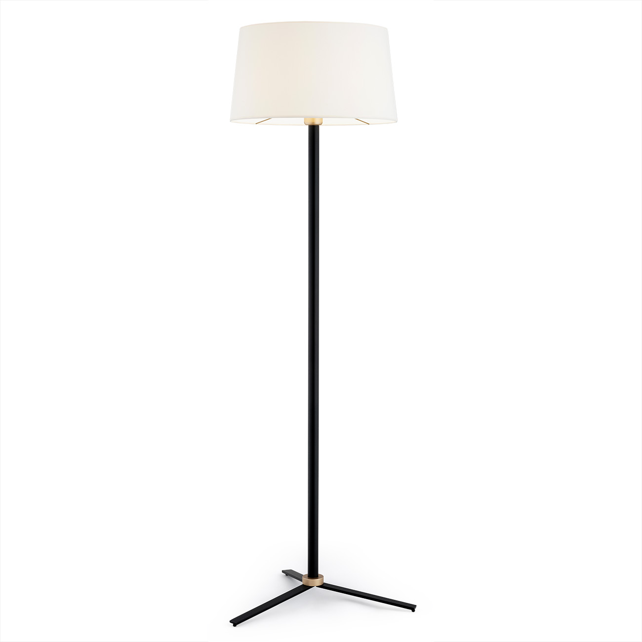 Lampa podłogowa CAVALINO czarna złota abażur śmietankowy okrągły 158x53cm