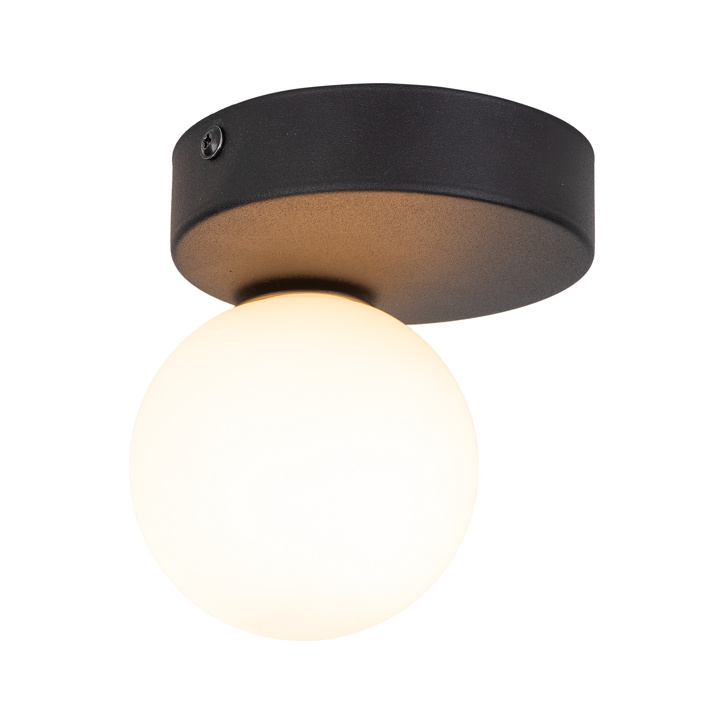 Lampa sufitowa BIANCA czarna z białym okrągłym szklanym kloszem 16x15x12cm - TK_5681