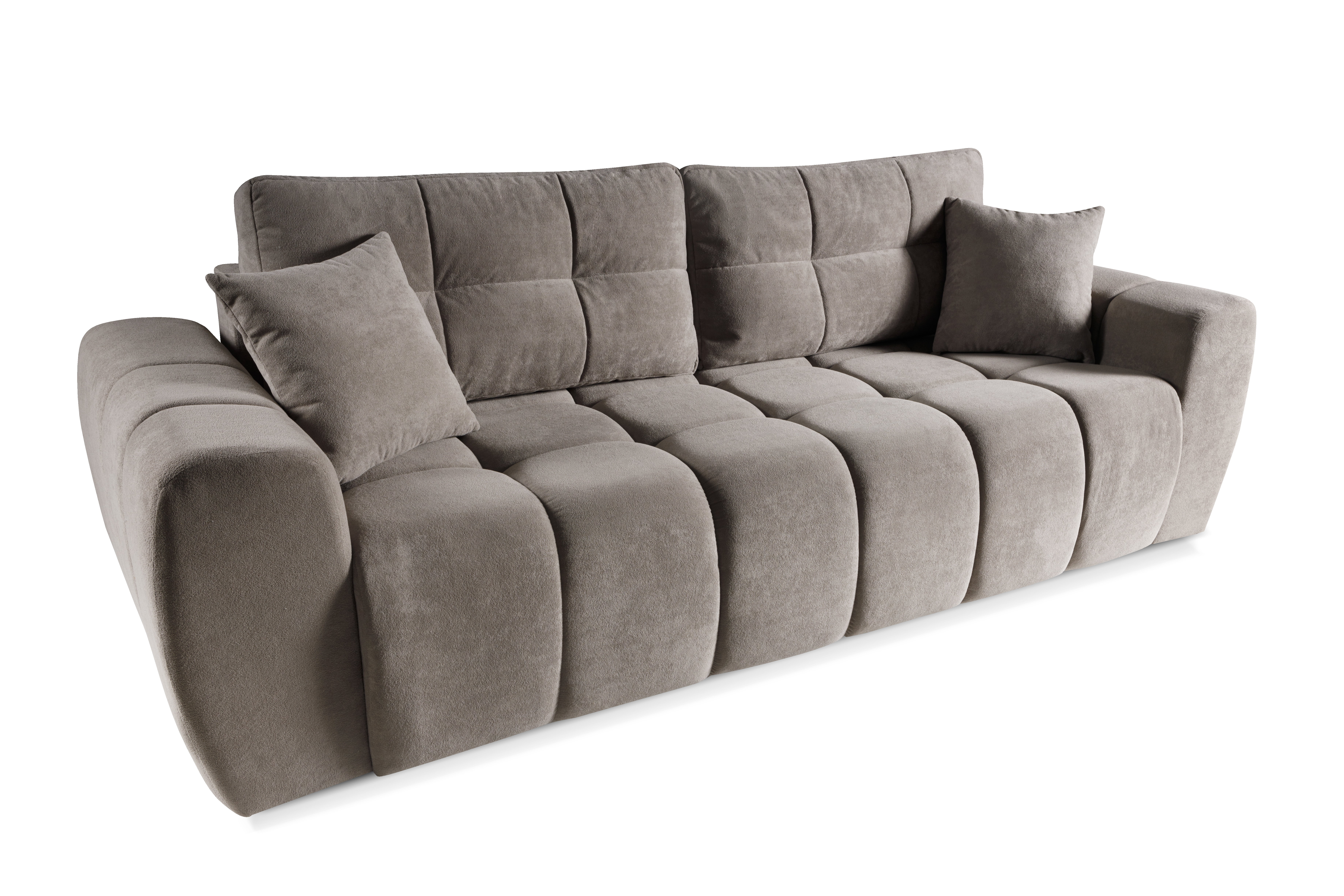 Sofa rozkładana z podłokietnikami FUTU powiększona powierzchnia spania Soft 04 - jasny brąz