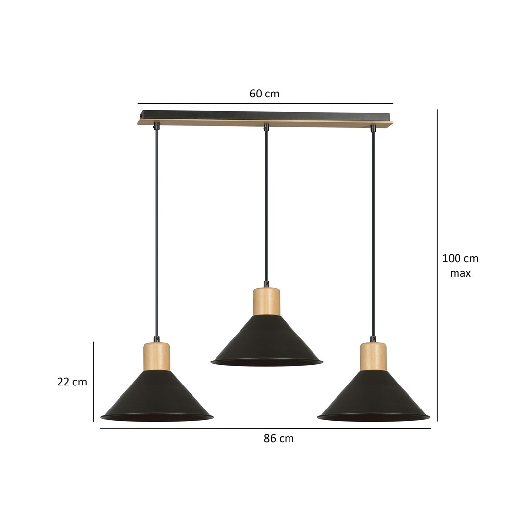 Lampa wisząca ROWEN Czarny 1044/3 - 1044/3