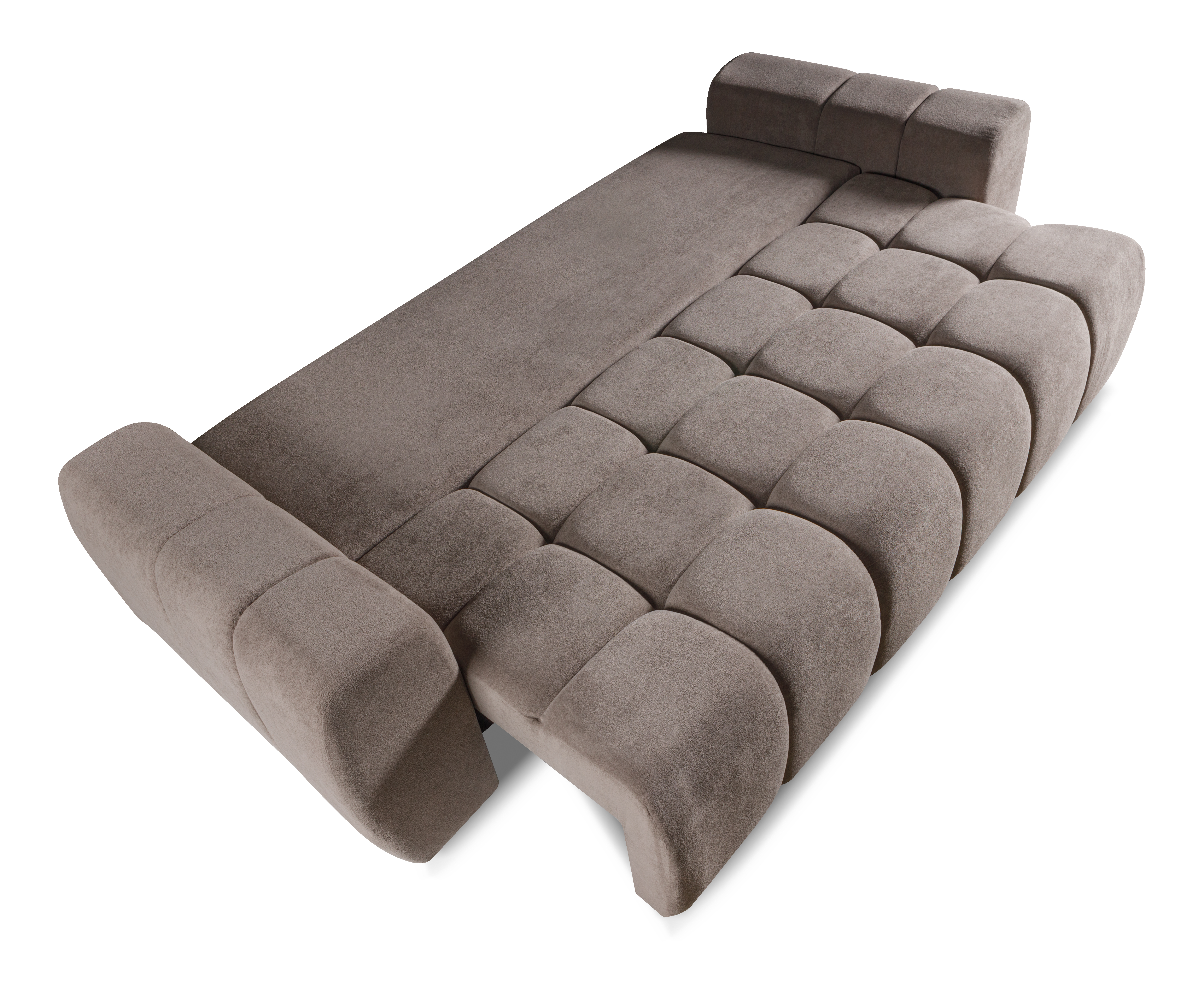 Sofa rozkładana z podłokietnikami FUTU powiększona powierzchnia spania Soft 04 - jasny brąz - FUTU_SO_SOFT04