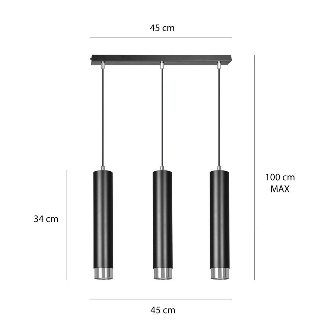 Lampa wisząca KIBO Czarny/Chrom 643/3 - 643/3