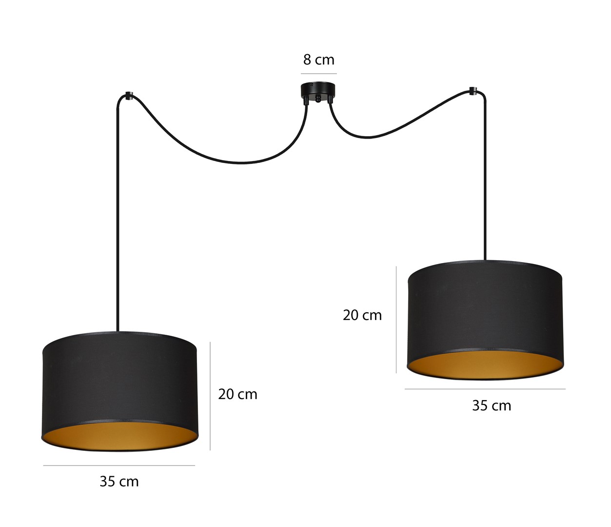 Lampa wisząca ROTO Czarny/Złoty 184/2 - 184/2