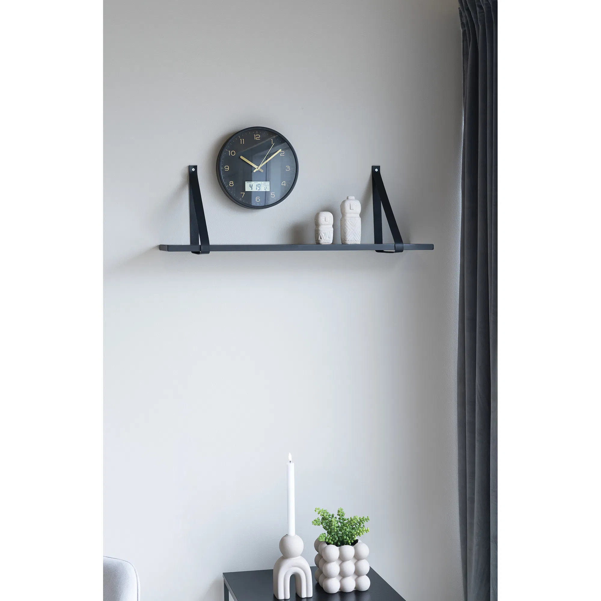 Zegar ścienny z wyświetlaczem cyfrowym AMIENS fi25 cm czarny - 4361115
