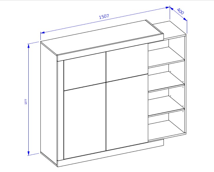 Komoda SINTRA 45 dwudrzwiowa z półkami biała dąb aamdal 150x128x40cm - 24BSKS45