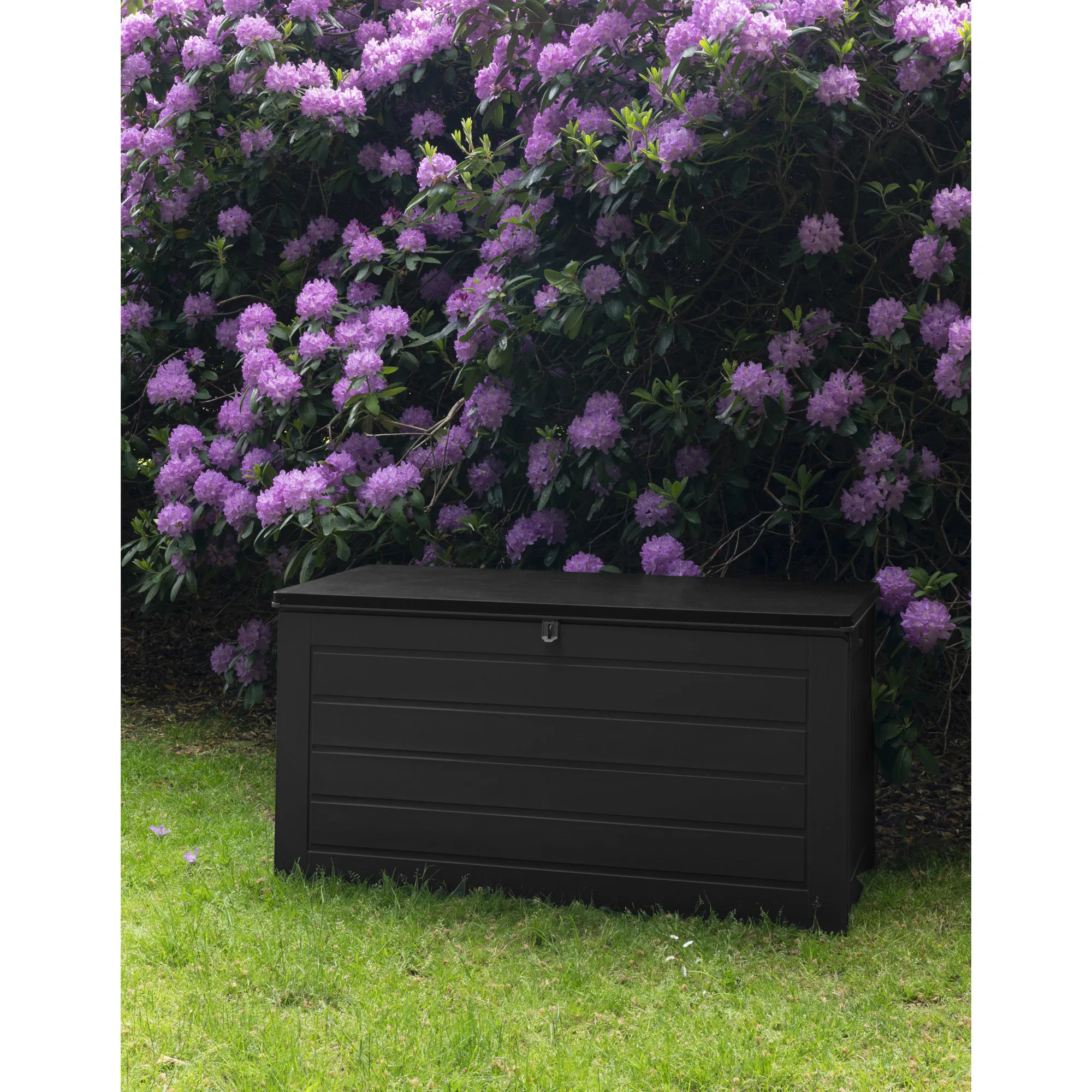 Skrzynia ogrodowa DUBROVNIK plastikowa 146x61x64 cm 680 L - czarna - 7801130