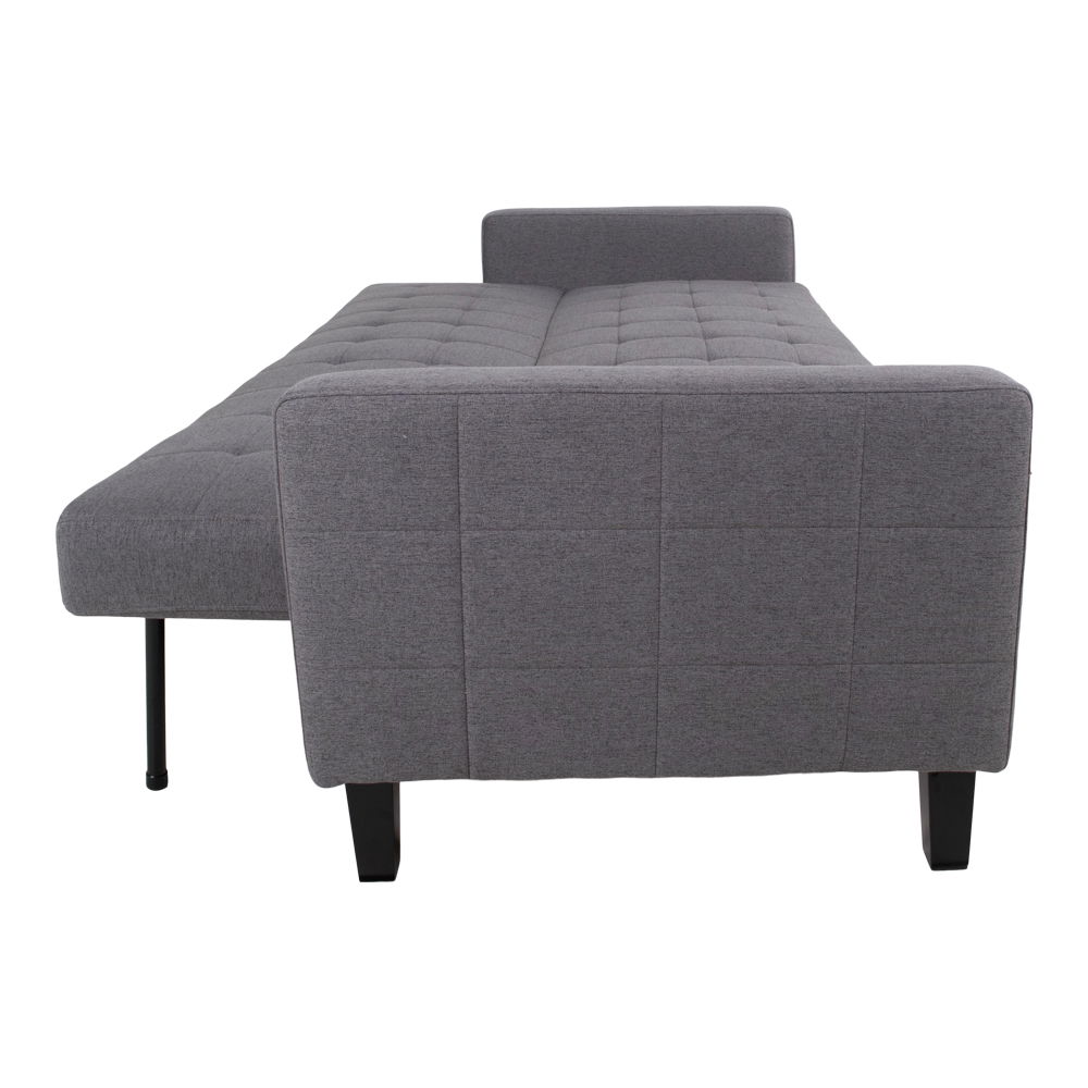 Sofa rozkładana z pojemnikiem MILTON ciemnoszara, czarne drewniane nóżki - 1302010
