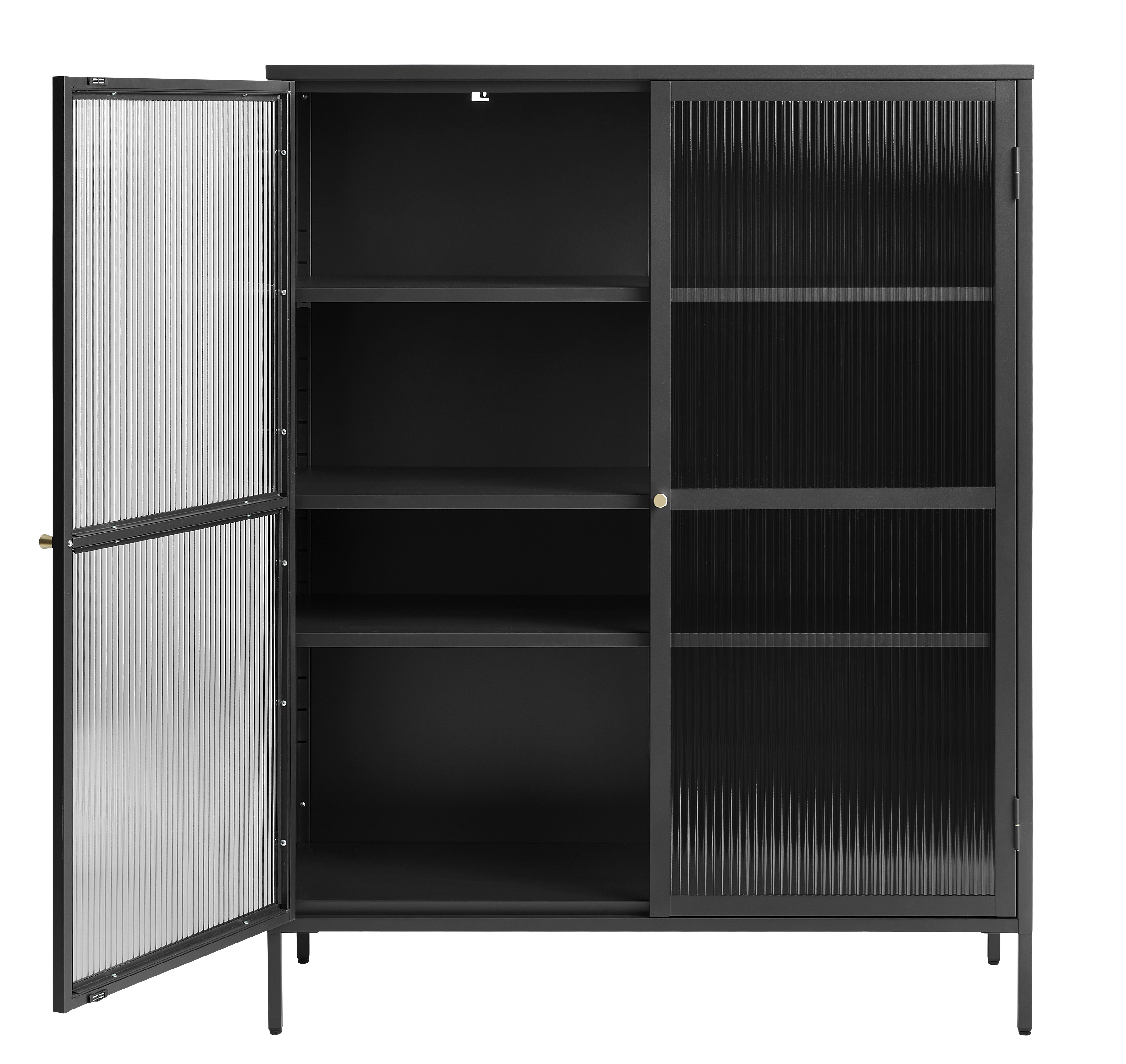Witryna niska BRONCO 2-drzwiowa W140 cm - czarny, złoty - UN_44590600
