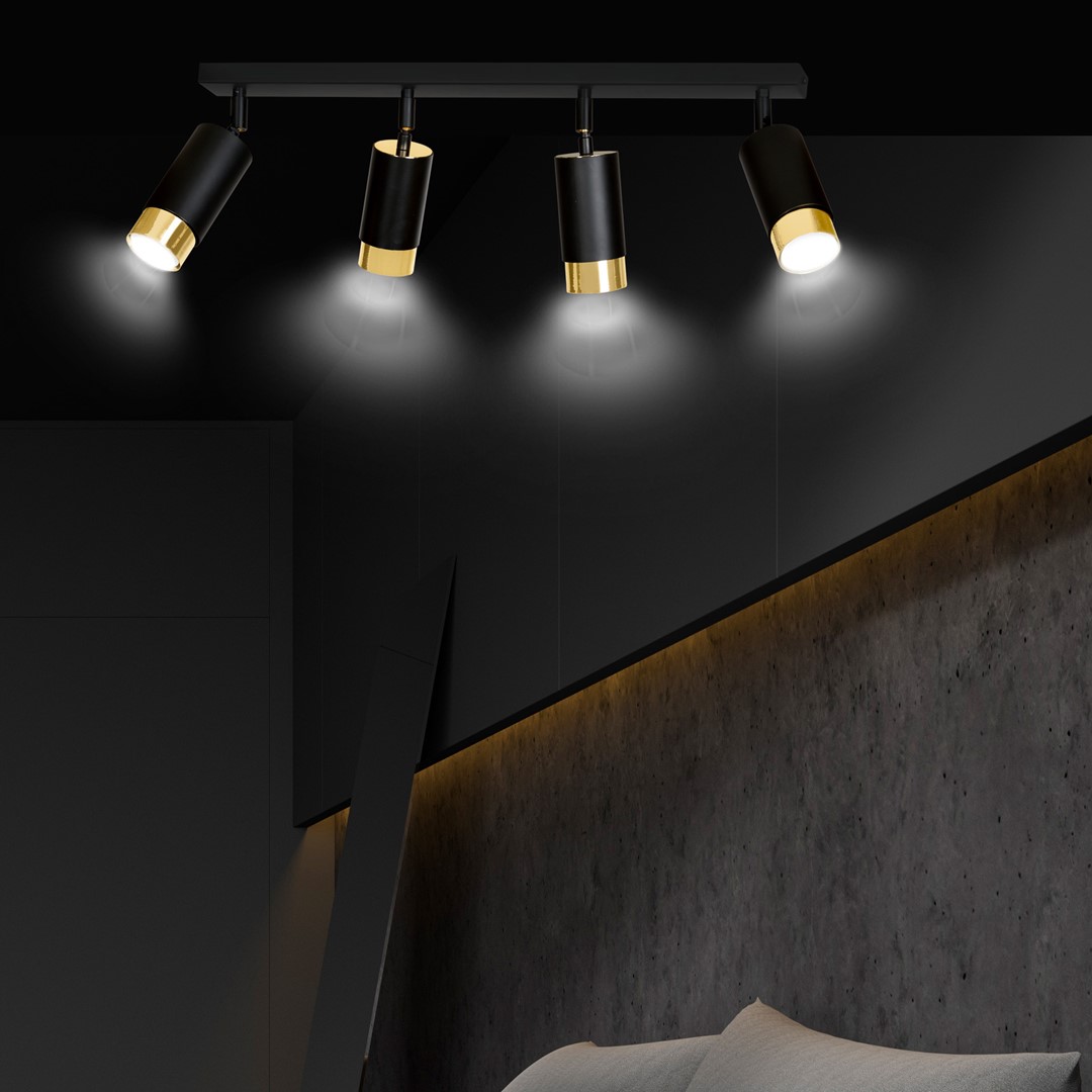Lampa sufitowa HIRO Czarny/Złoty 965/4 - 965/4