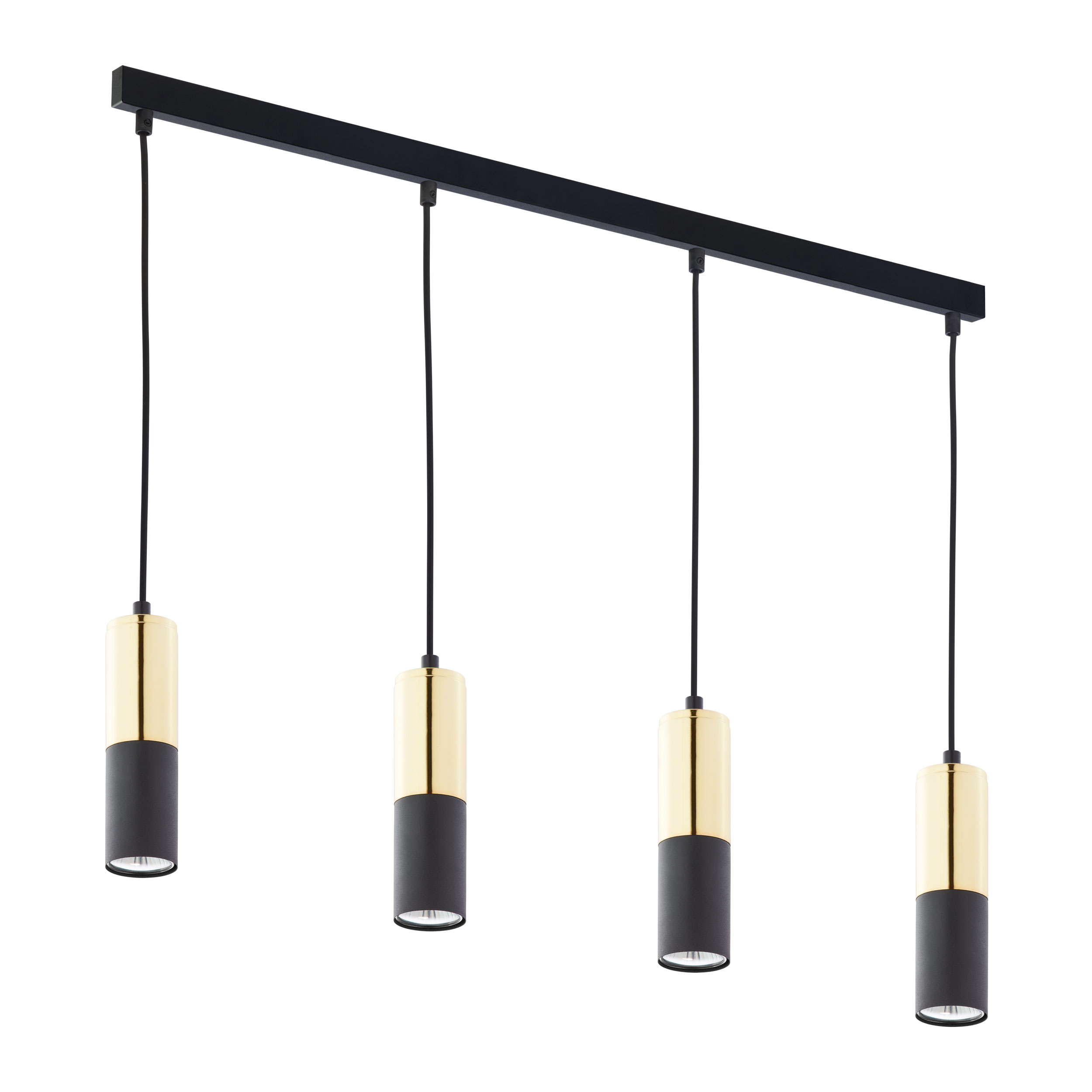 Lampa wisząca ELIT czarna na metalowej listwie ze złotymi akcentami 100x71x5cm