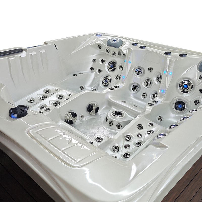 Jacuzzi ogrodowe 5-os. z hydromasażem SPA-747 210x210 cm biały/brązowy - HS_SPA747-3891