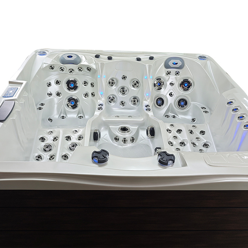 Jacuzzi ogrodowe 5-os. z hydromasażem SPA-747 210x210 cm biały/brązowy - HS_SPA747-3891