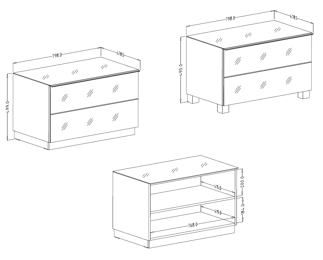 Komoda RTV HELIO 39 czarna błyszcząca 80x50x48cm - 24WWJW39