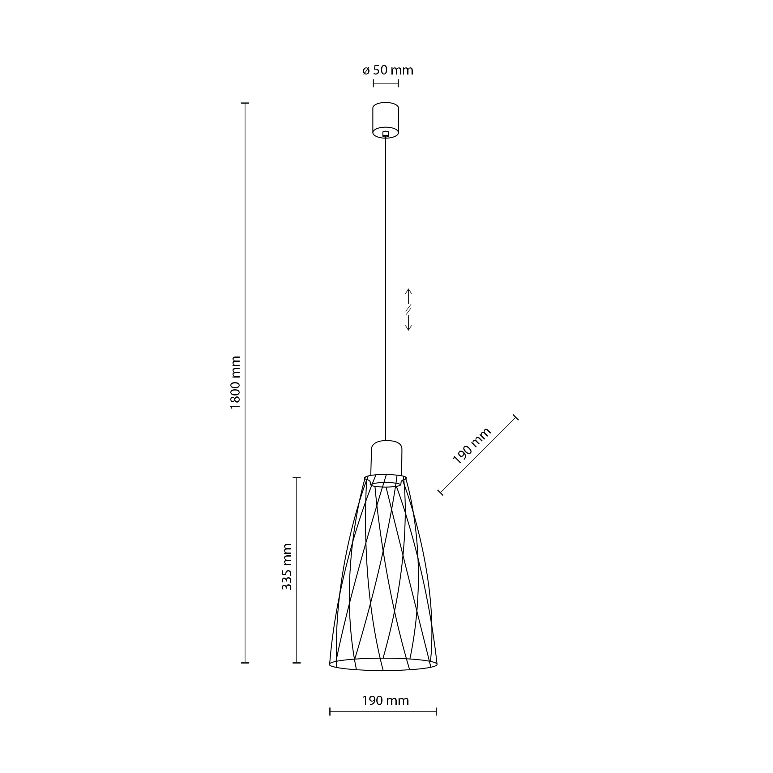 Lampa wisząca MODESTO czarna ażurowa 180x19cm - TK_10161