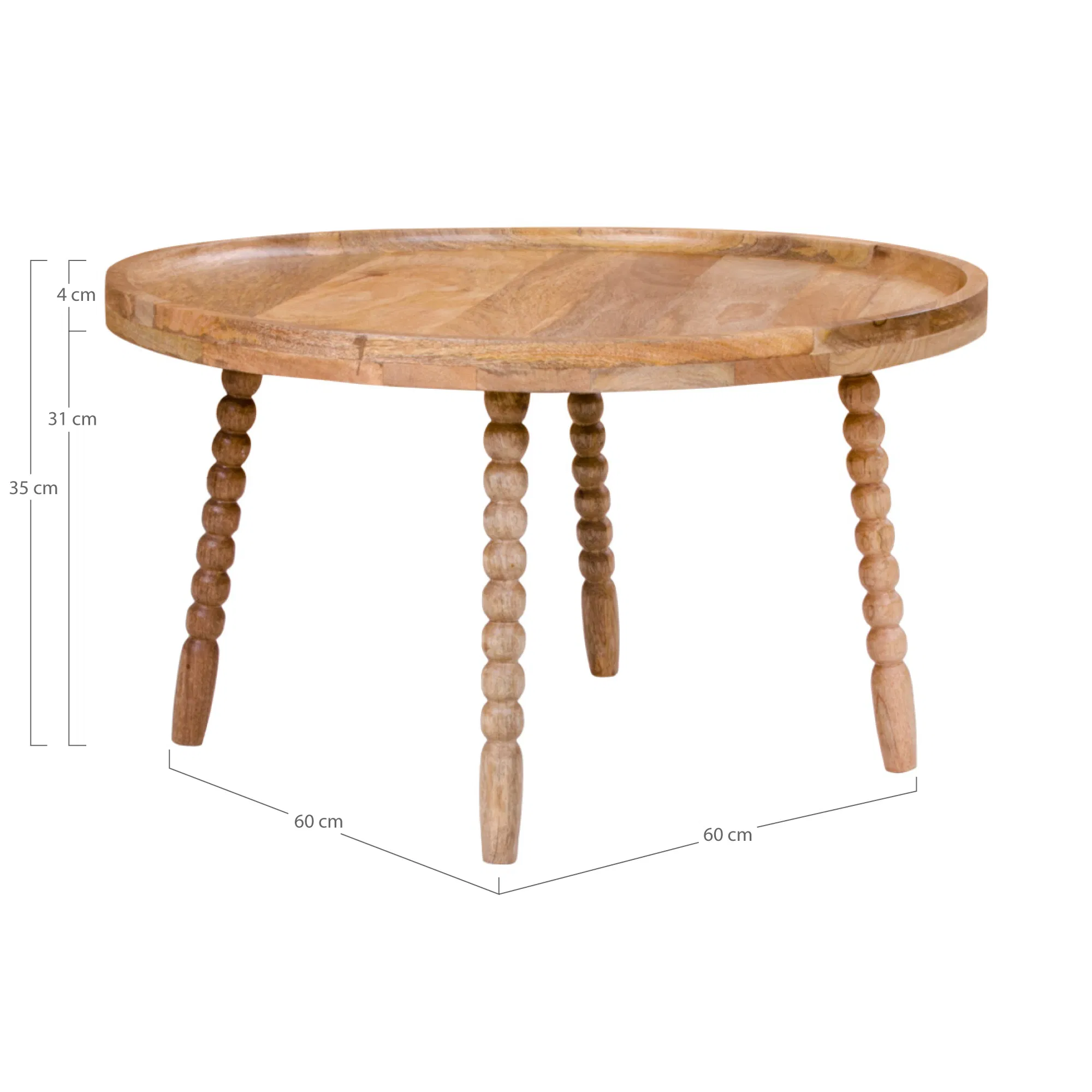 Stolik kawowy okrągły JAMMU fi60x35 cm drewno mango, kolor: naturalny - 2101070