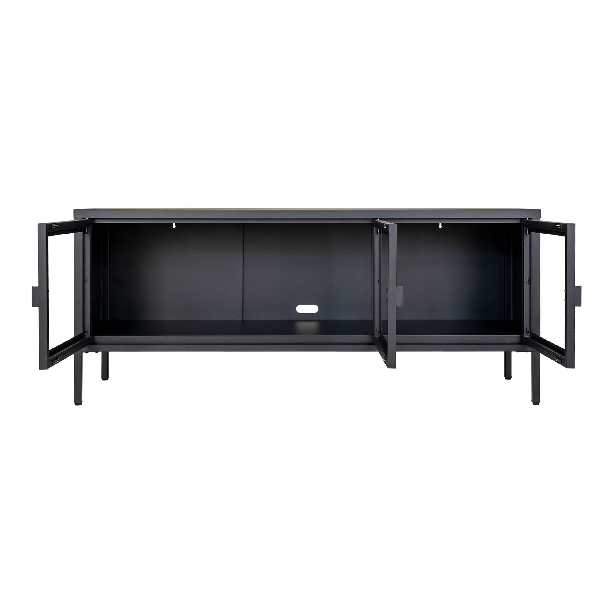 Szafka RTV 3 drzwiowa z przeszkleniem BRISBANE 130x40x55 cm - czarna - 3001055