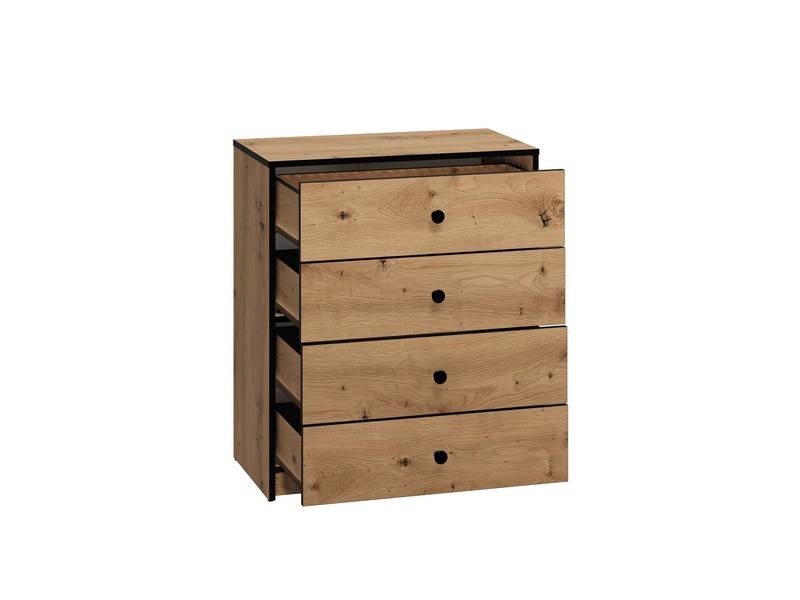 Komoda z 4 szufladami LOFT 02 Dąb artisan, Czarny 72x83 cm - LOFT02