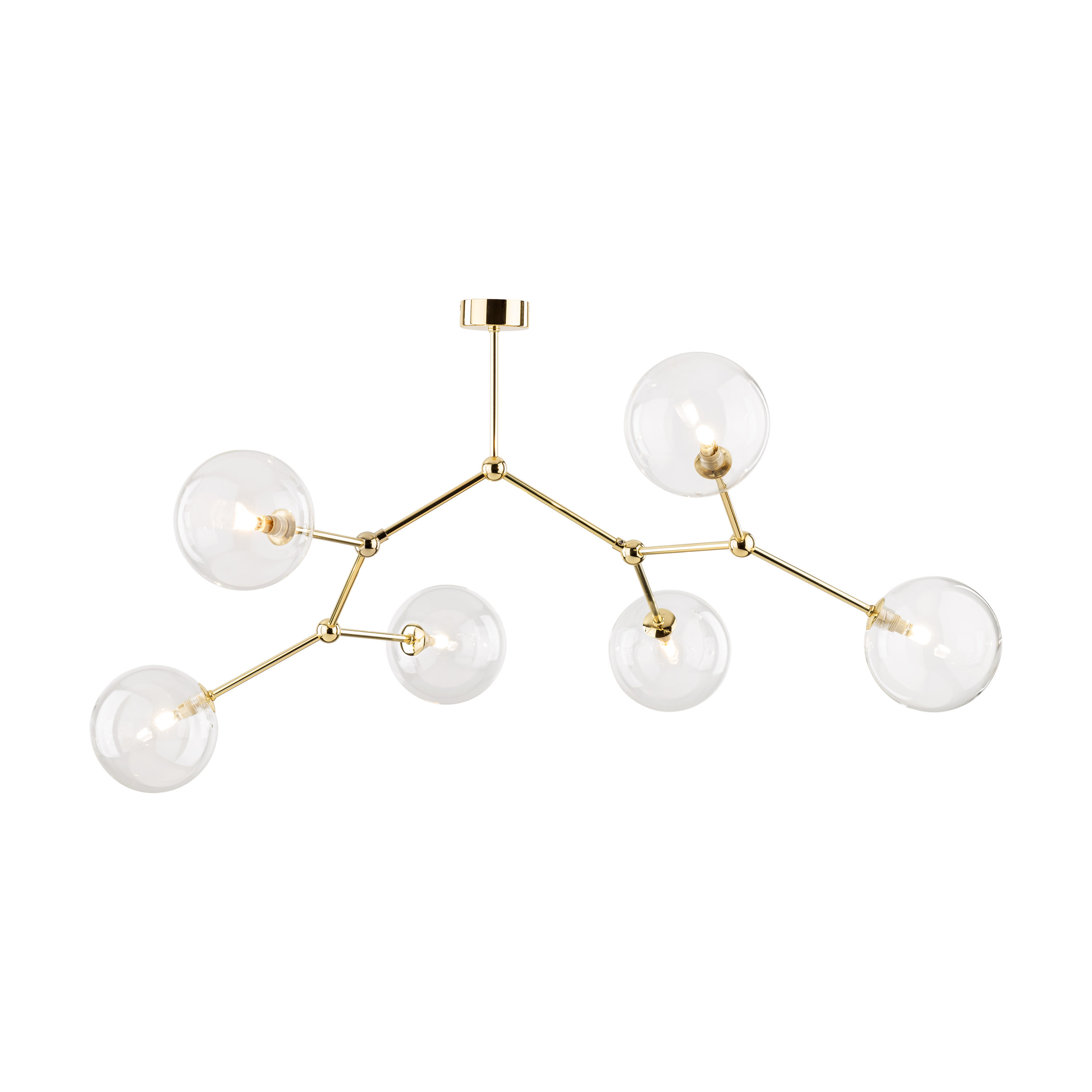 Lampa sufitowa FAIRY złota z transparentnymi szklanymi okrągłymi kloszami 107x87x55cm - TK_10071