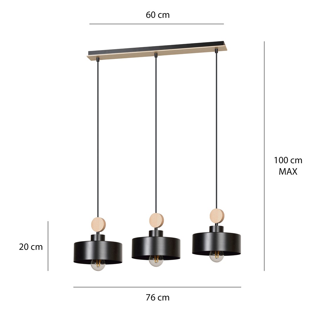 Lampa wisząca TUNISO Czarny 582/3 - 582/3