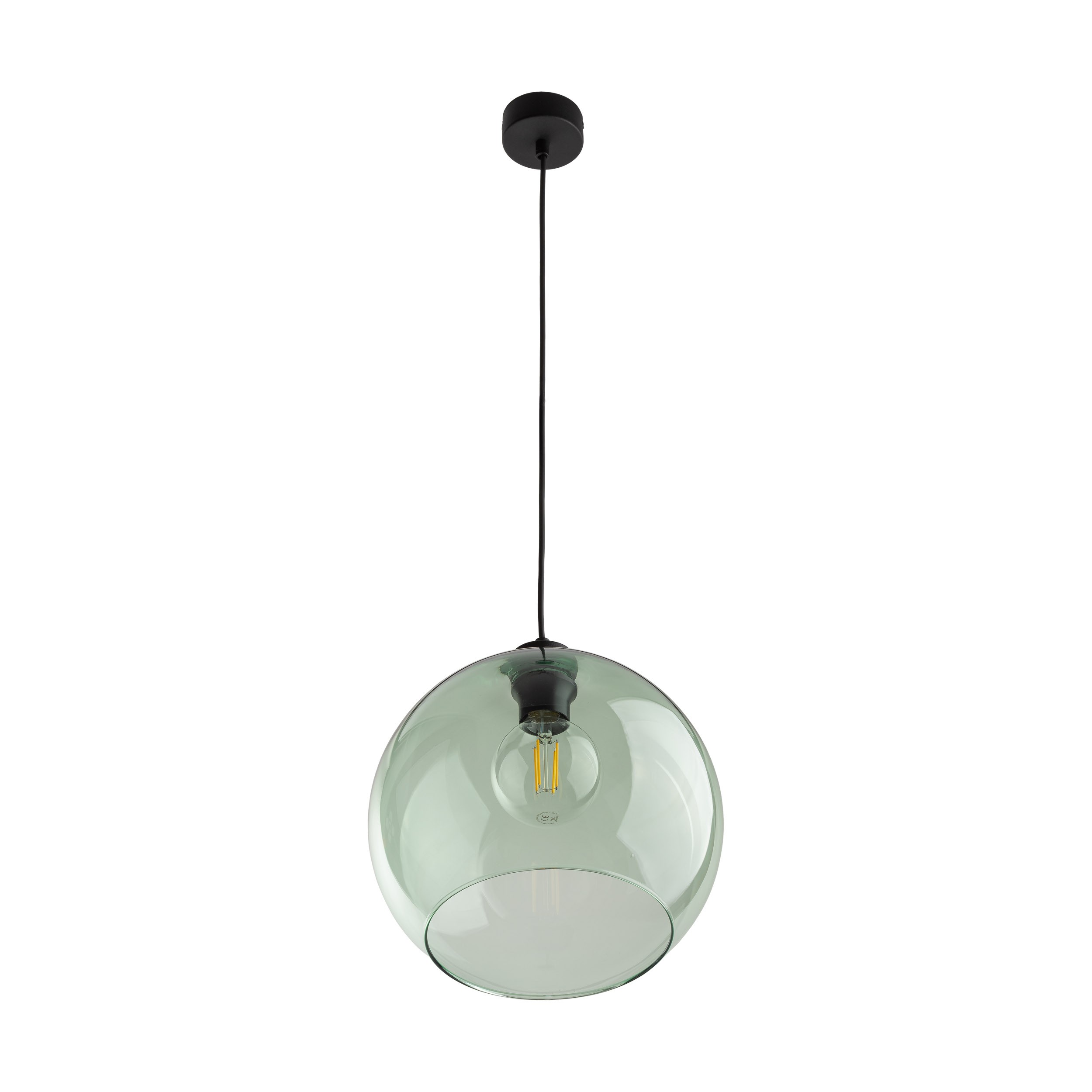 Lampa wisząca CUBUS czarna z zielonym okrągłym szklanym kloszem 175x30cm - TK_6778