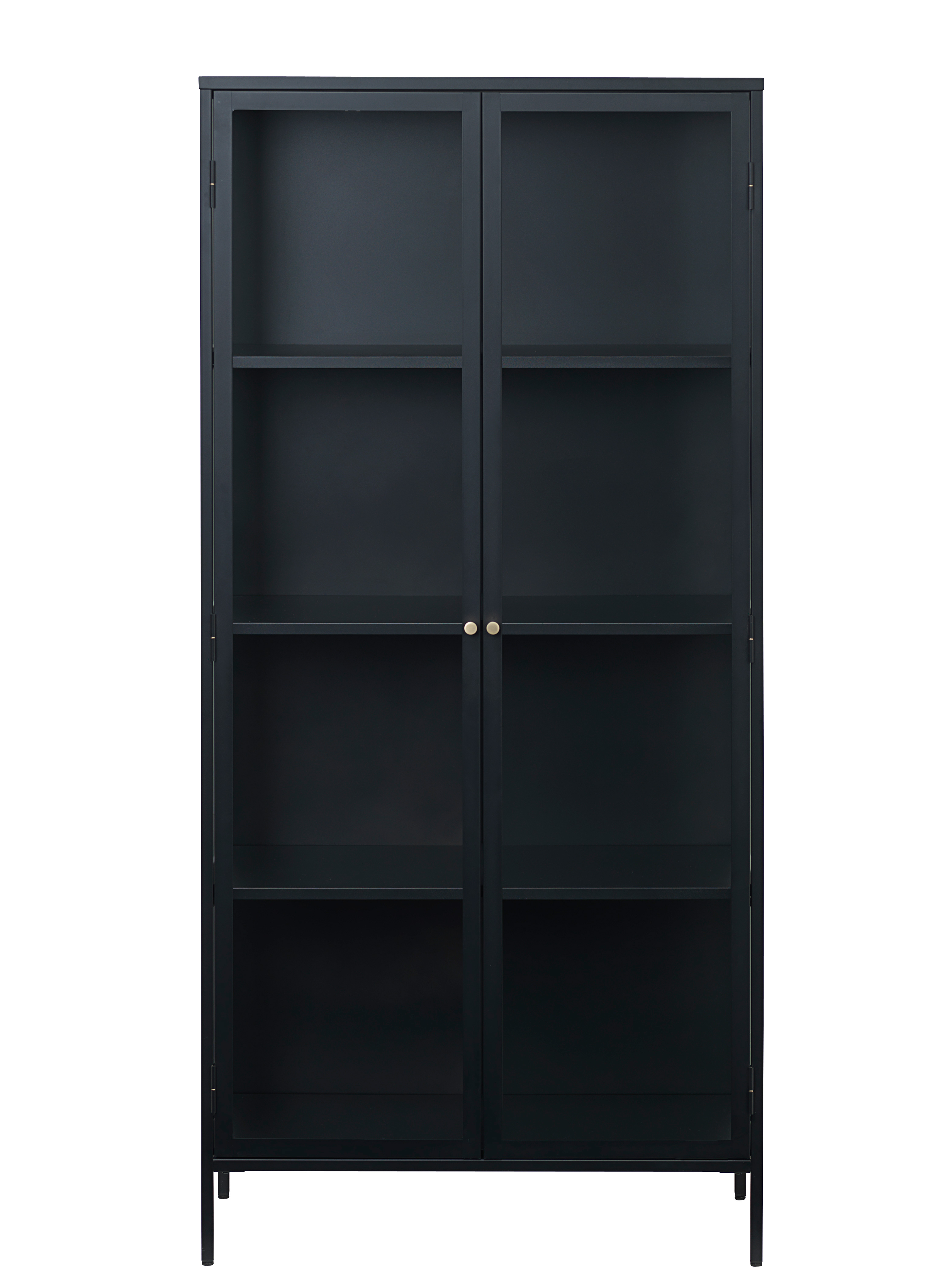 Witryna wysoka CARMEL 2-drzwiowa z przeszklonymi drzwiami i bokami W190 cm - czarna - UN_42040600