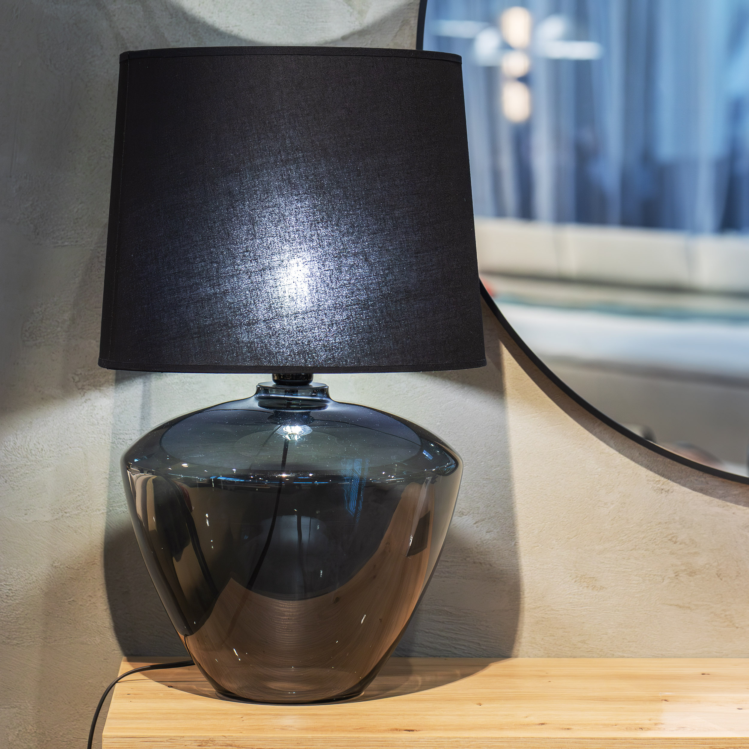 Lampka nocna FIORD czarna ceramiczna podstawa 62x40cm - TK_5463