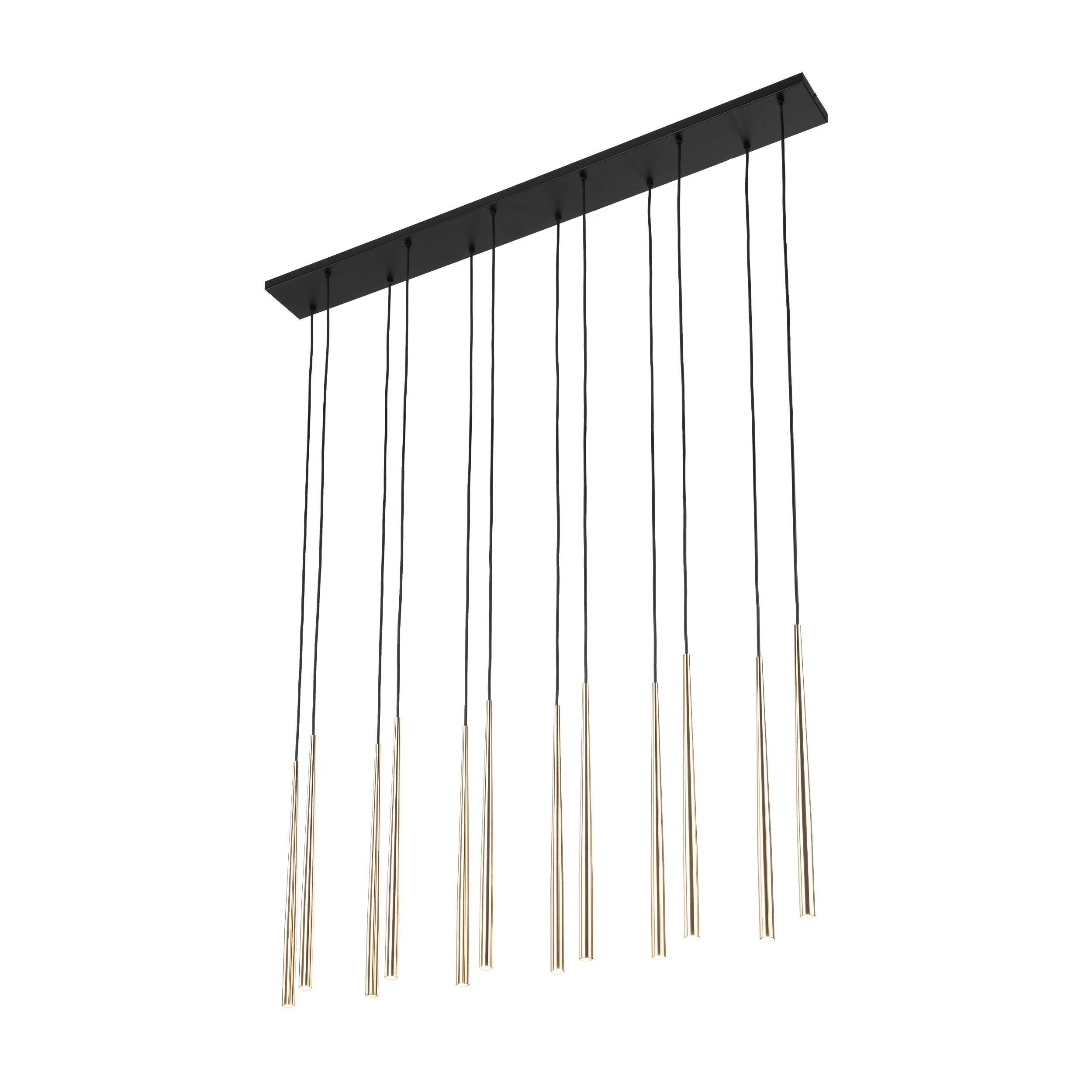 Lampa wisząca PIANO czarna złota na metalowej listwie 140x120x12cm