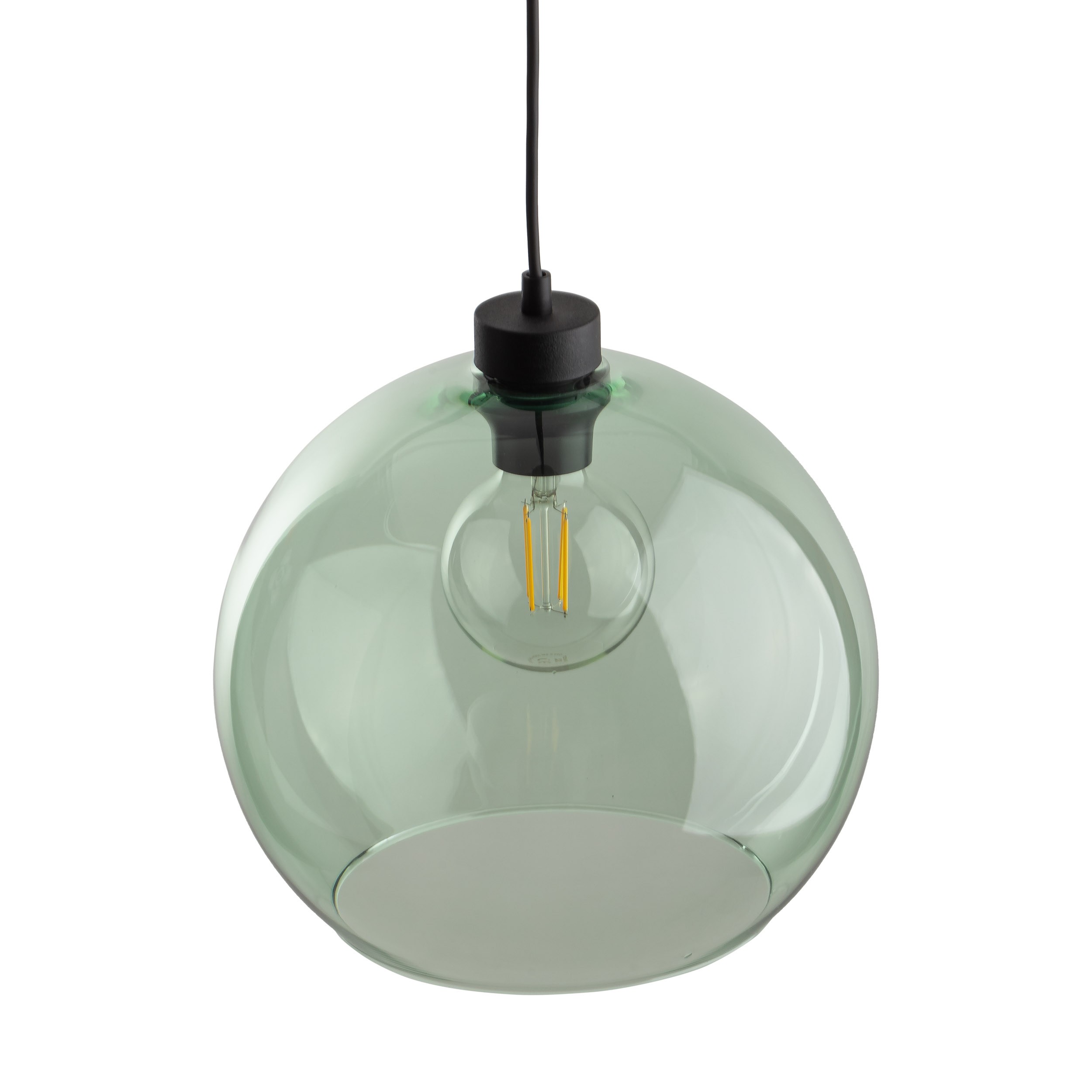 Lampa wisząca CUBUS czarna z zielonym okrągłym szklanym kloszem 175x30cm - TK_6778