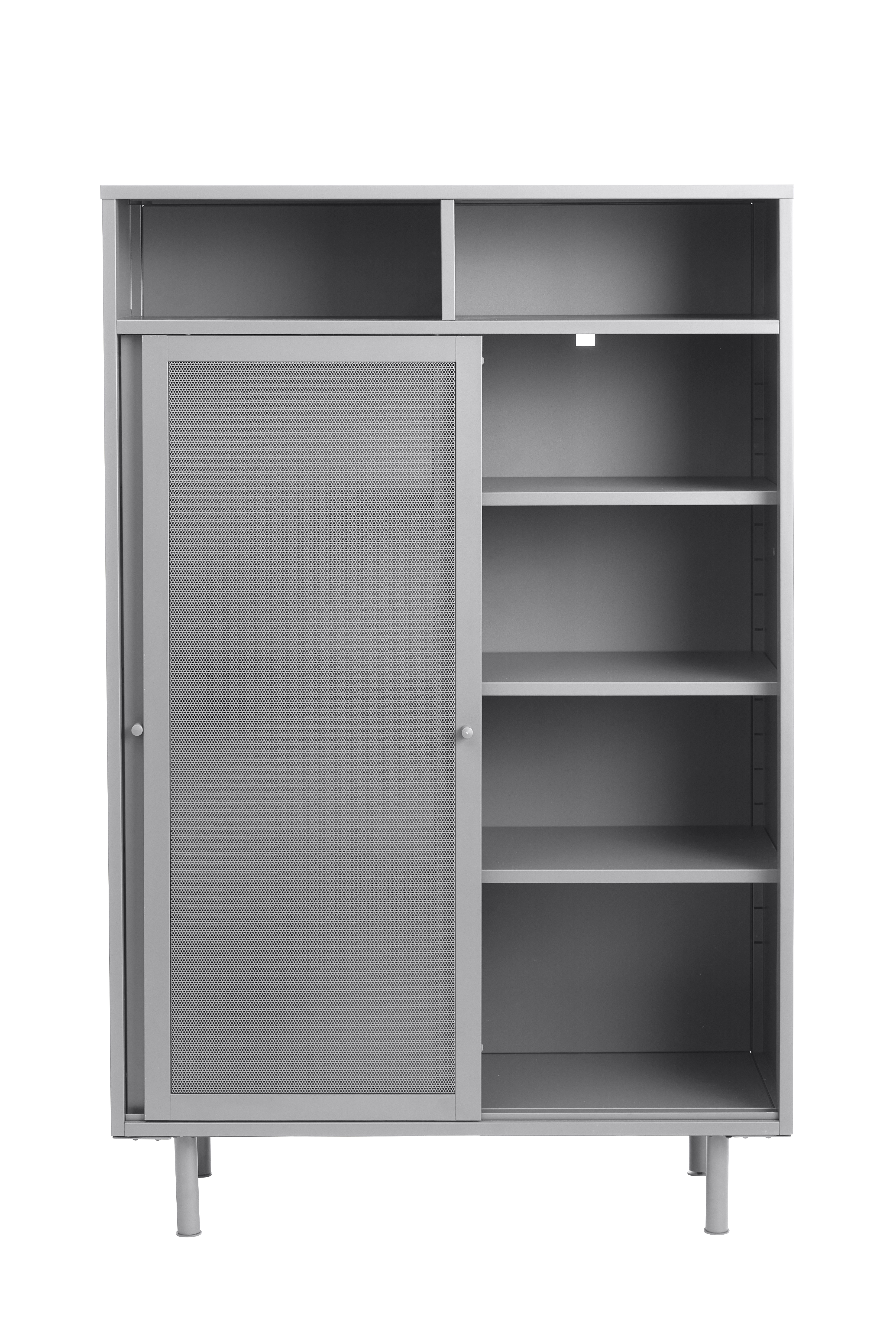 Komoda wysoka metalowa VEEP 2-drzwiowa - jasnoszara - UN_50230002