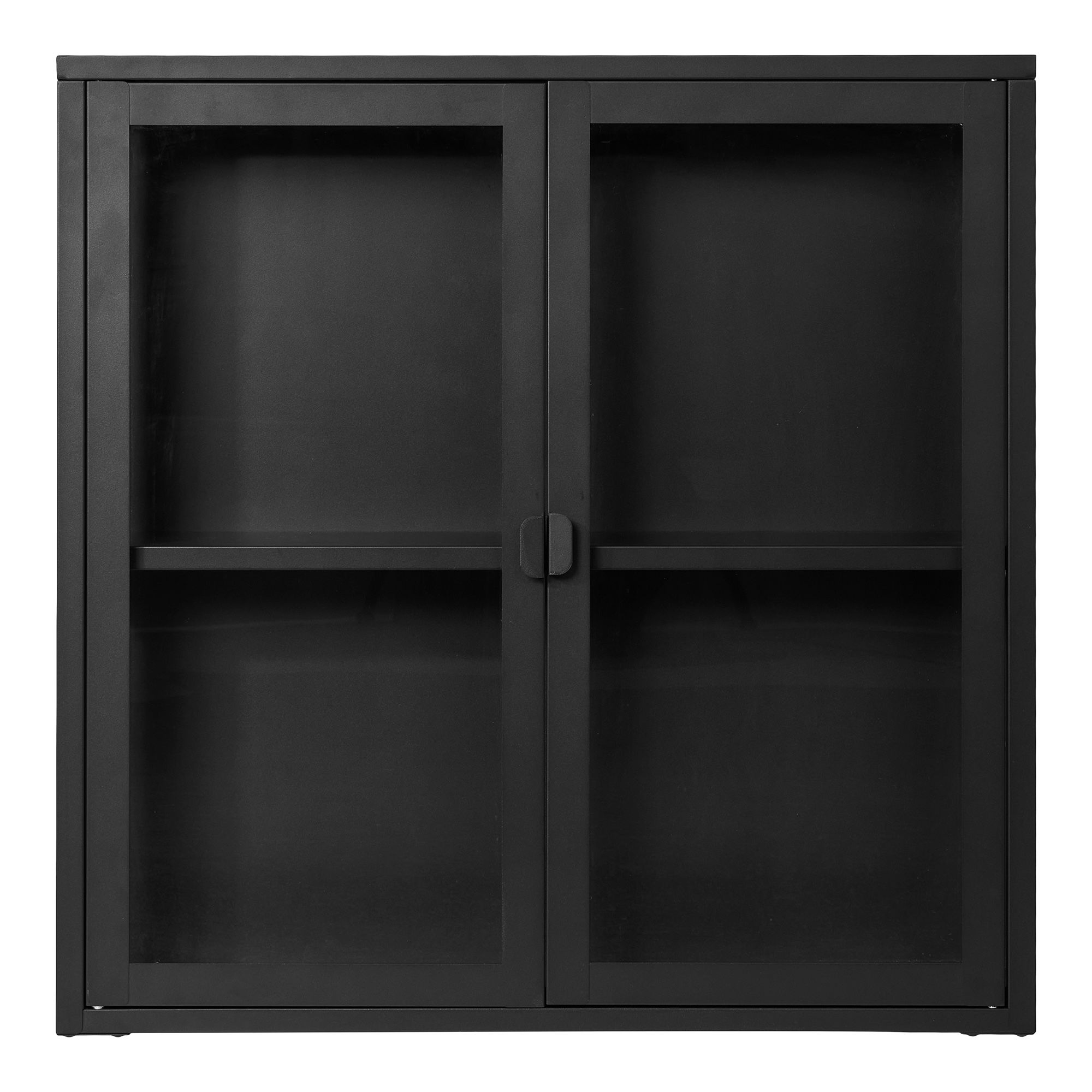 Witryna wisząca 2-drzwiowa BRISBANE przeszklone boki 80x18x80 cm - czarna - 3003010