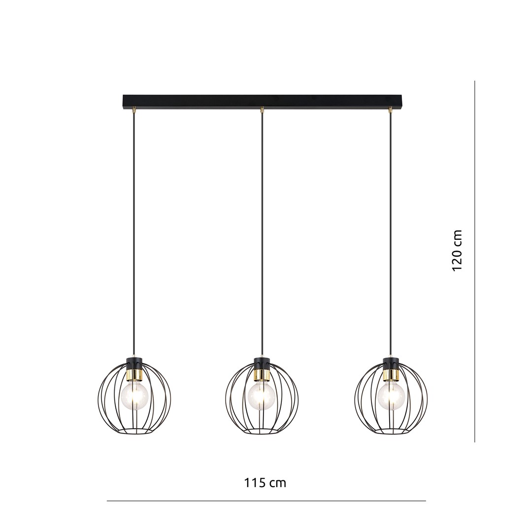 Lampa wisząca GINO Czarny/Złoty 1222/3 - 1222/3