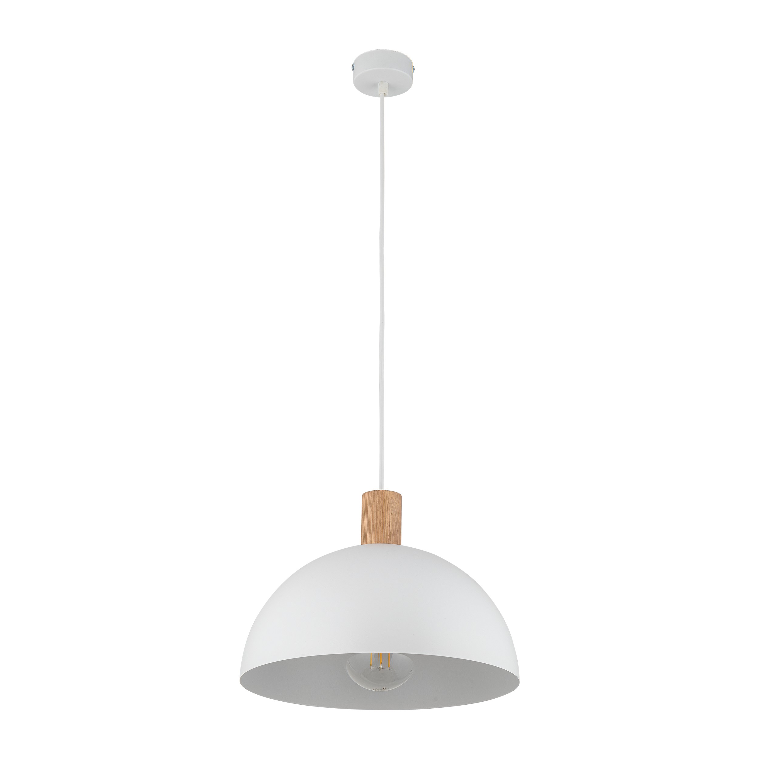Lampa wisząca OSLO biała z drewnianym elementem okrągła 170x33cm - TK_4851